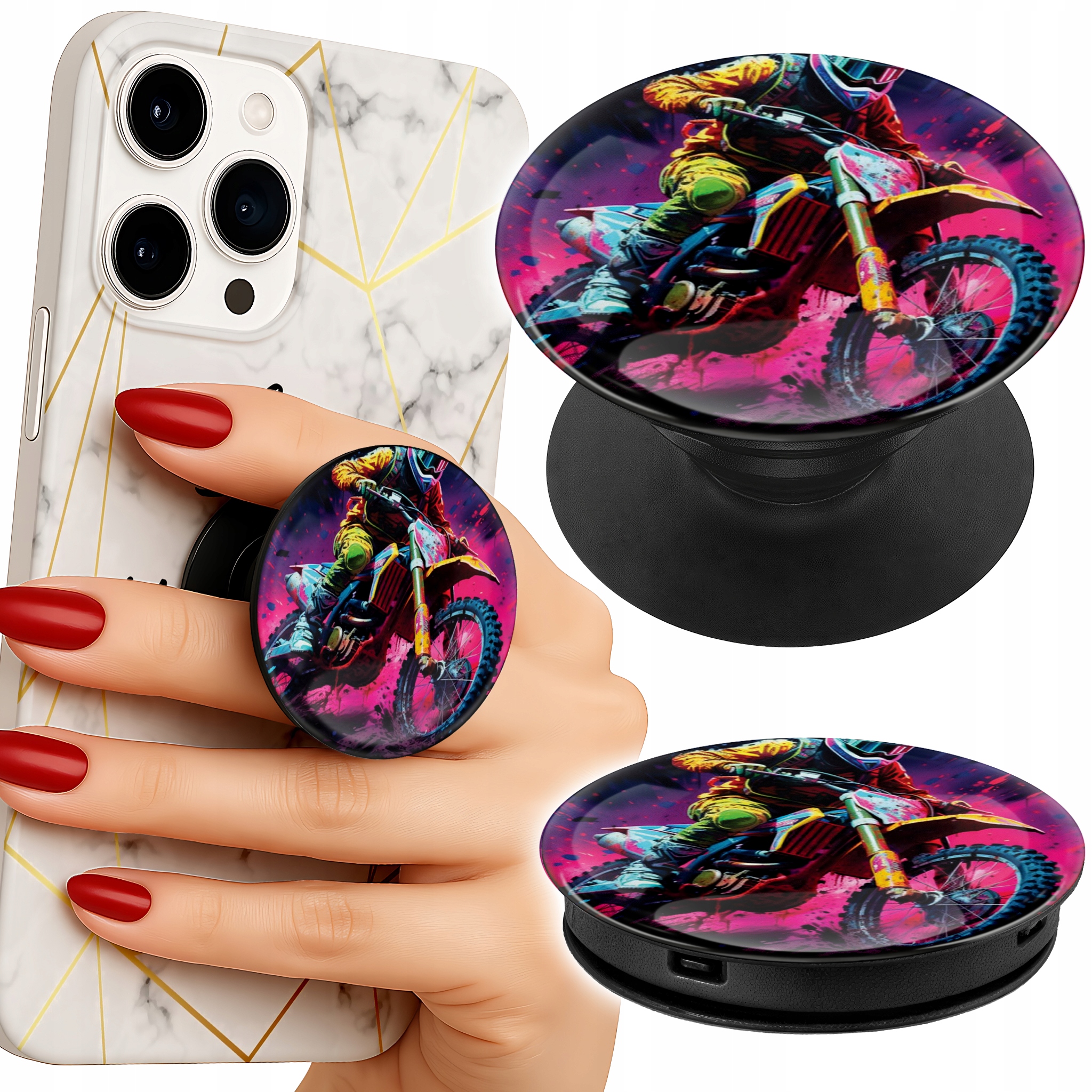 Uchwyt do telefonu Popsocket na palce/stojak MOTOR, MOTOCROSS, DIRT