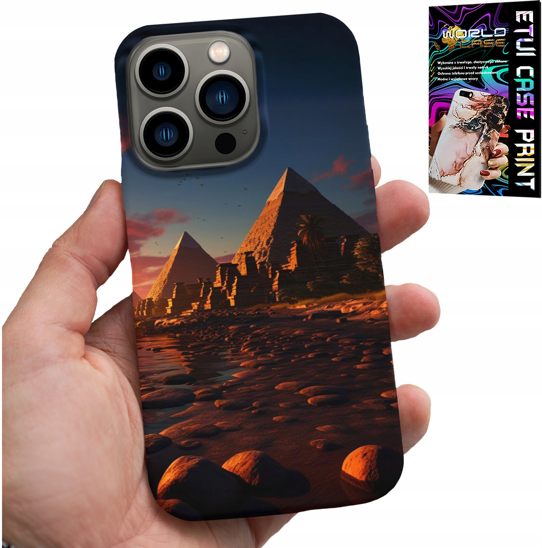 ETUI DO IPHONE 14 PRO - PIRAMIDY W GIZIE, EGIPT, SFINKS, FARAON