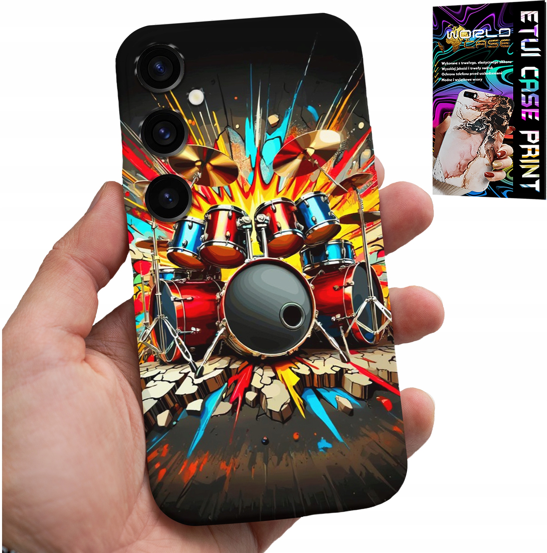 ETUI DO SAMSUNG GALAXY A04S - ROCK PERKUSJA BĘBNY ROCK & ROLL + FOLIA