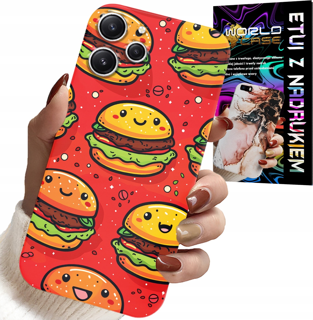 ETUI DO XIAOMI REDMI 12 4G - SŁODKIE UŚMIECHNIĘTE BURGERY POKROWIEC