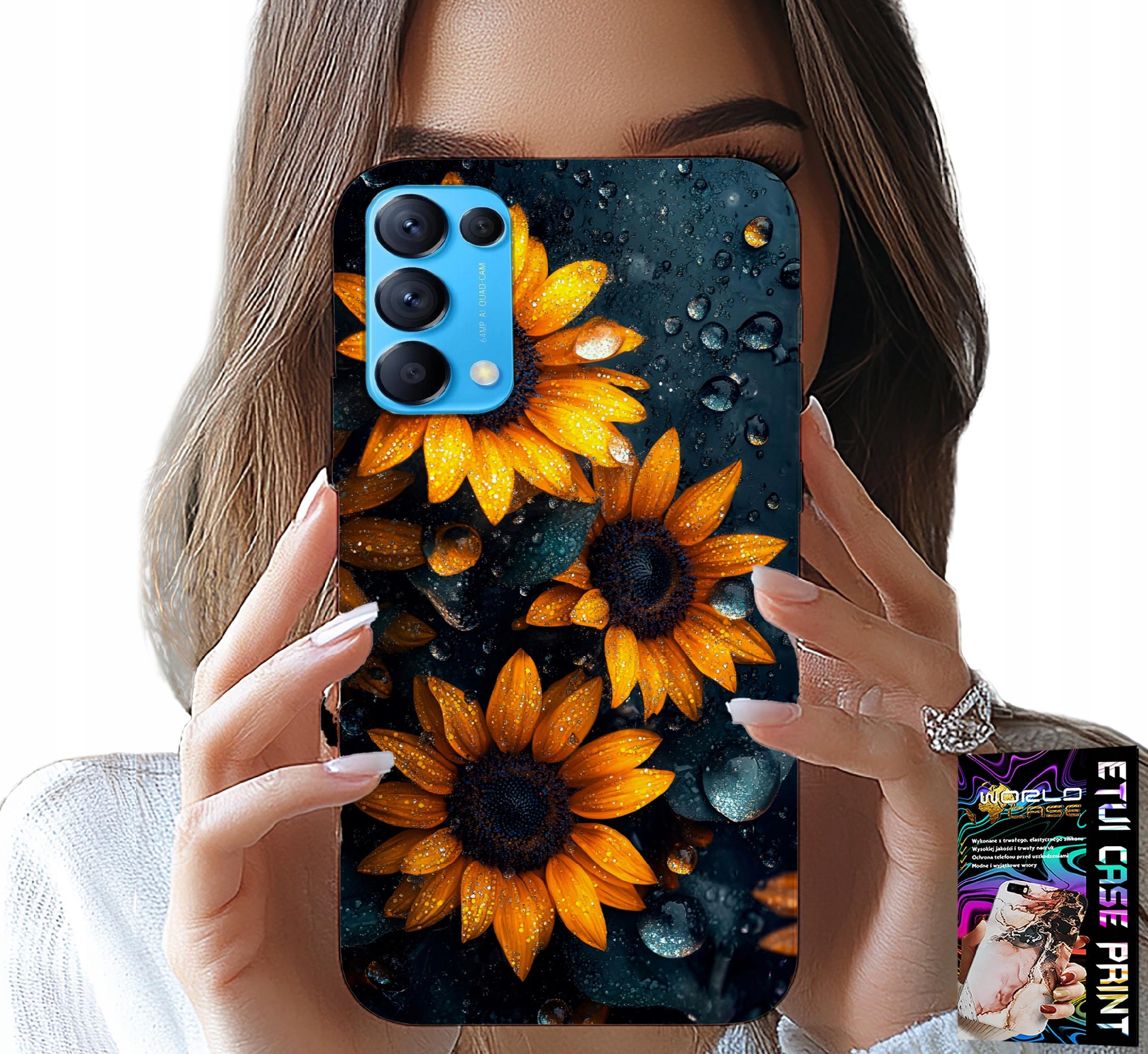 ETUI DO OPPO FIND X3 LITE - SŁONECZNIKI, SŁONECZNIK, KWIECISTE WZORY