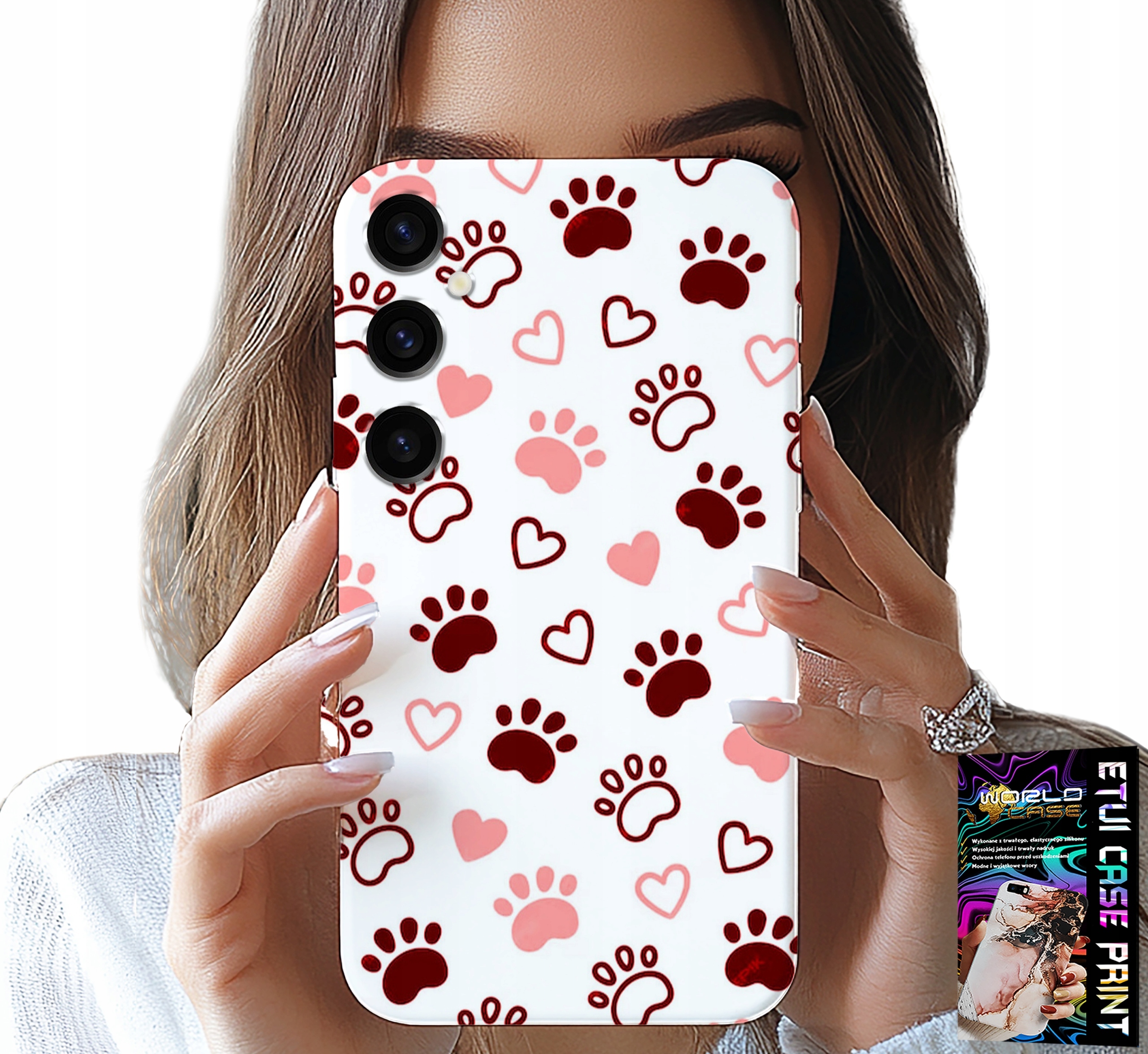 ETUI DO SAMSUNG GALAXY S23 FE - PSIE ŁAPKI NA BIAŁYM TLE, PIES, KOT, MIŚ