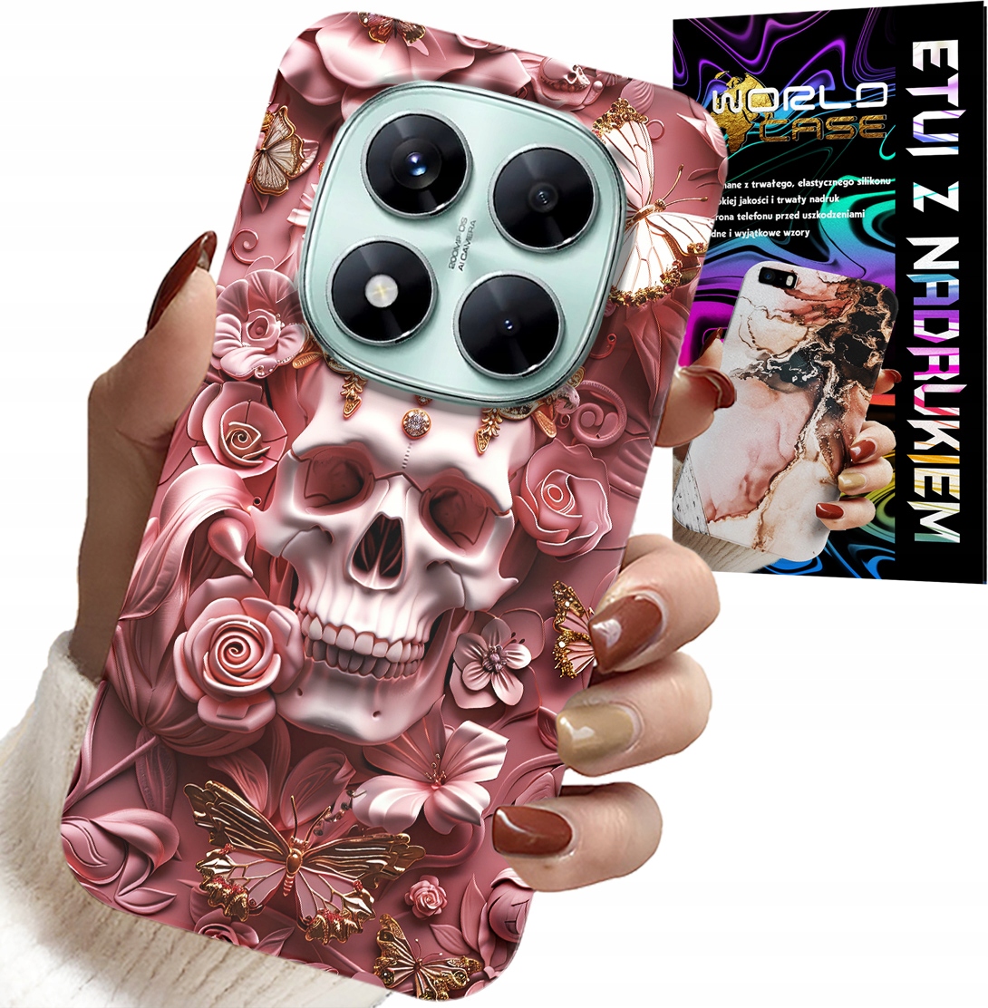 ETUI DO XIAOMI NOTE 14 PRO+ 5G - KOBIECE, MODNE WZORY, CZASZKA W RÓŻE