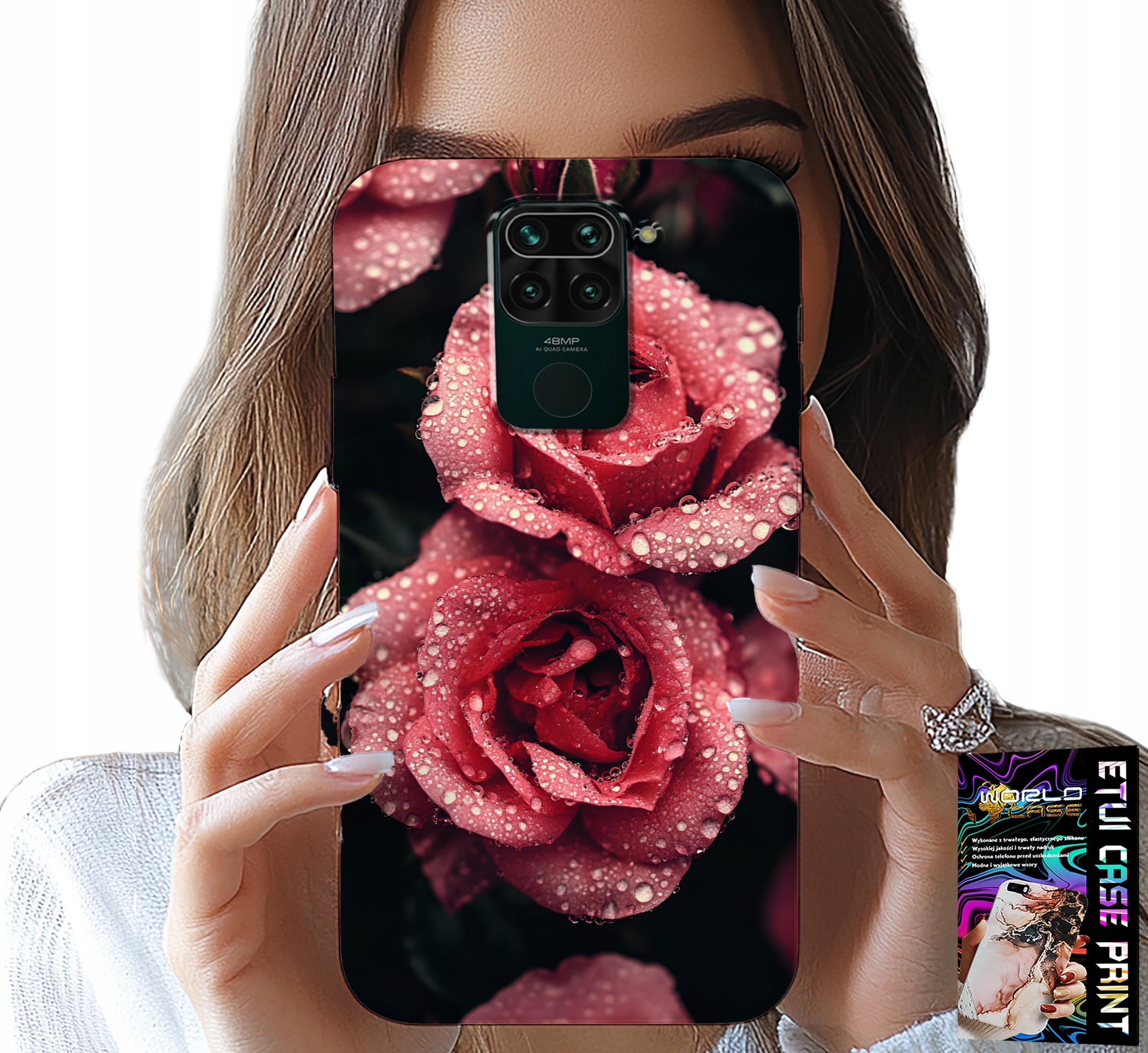 ETUI DO XIAOMI NOTE 9 - PIĘKNE RÓŻOWE RÓŻE, KWIECISTE WZORY, CASE