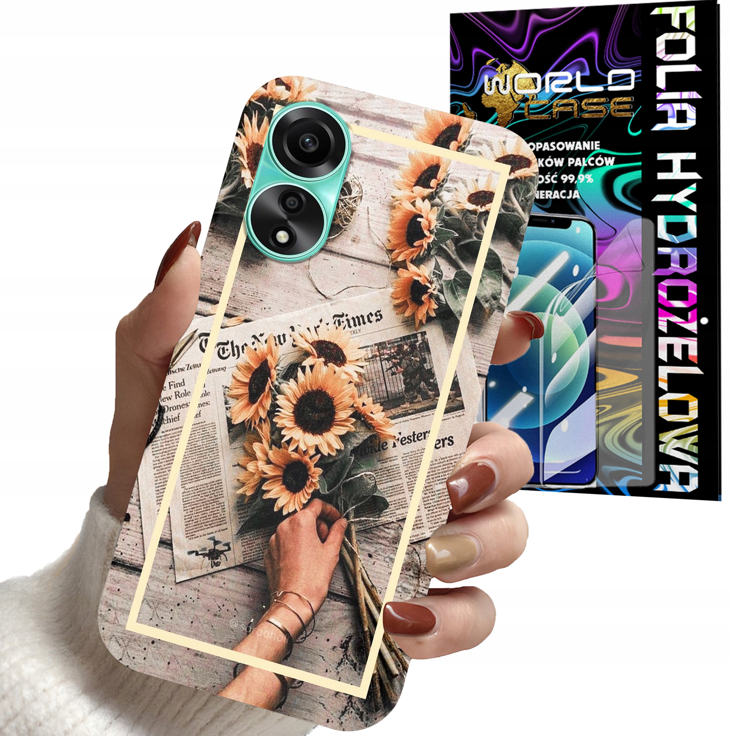 ETUI DO OPPO A78 4G - SŁONECZNIK KWIATY DLA KOBIET PLECKI + FOLIA