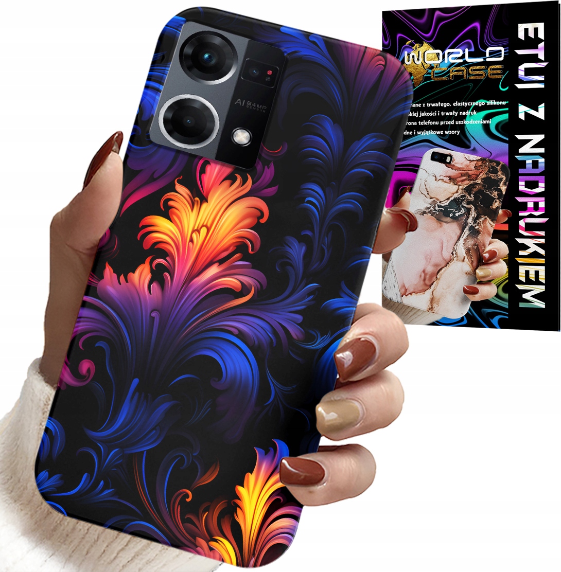 ETUI DO OPPO RENO7 4G - ABSTRAKCYJNE KOLOROWE WZORY + FOLIA