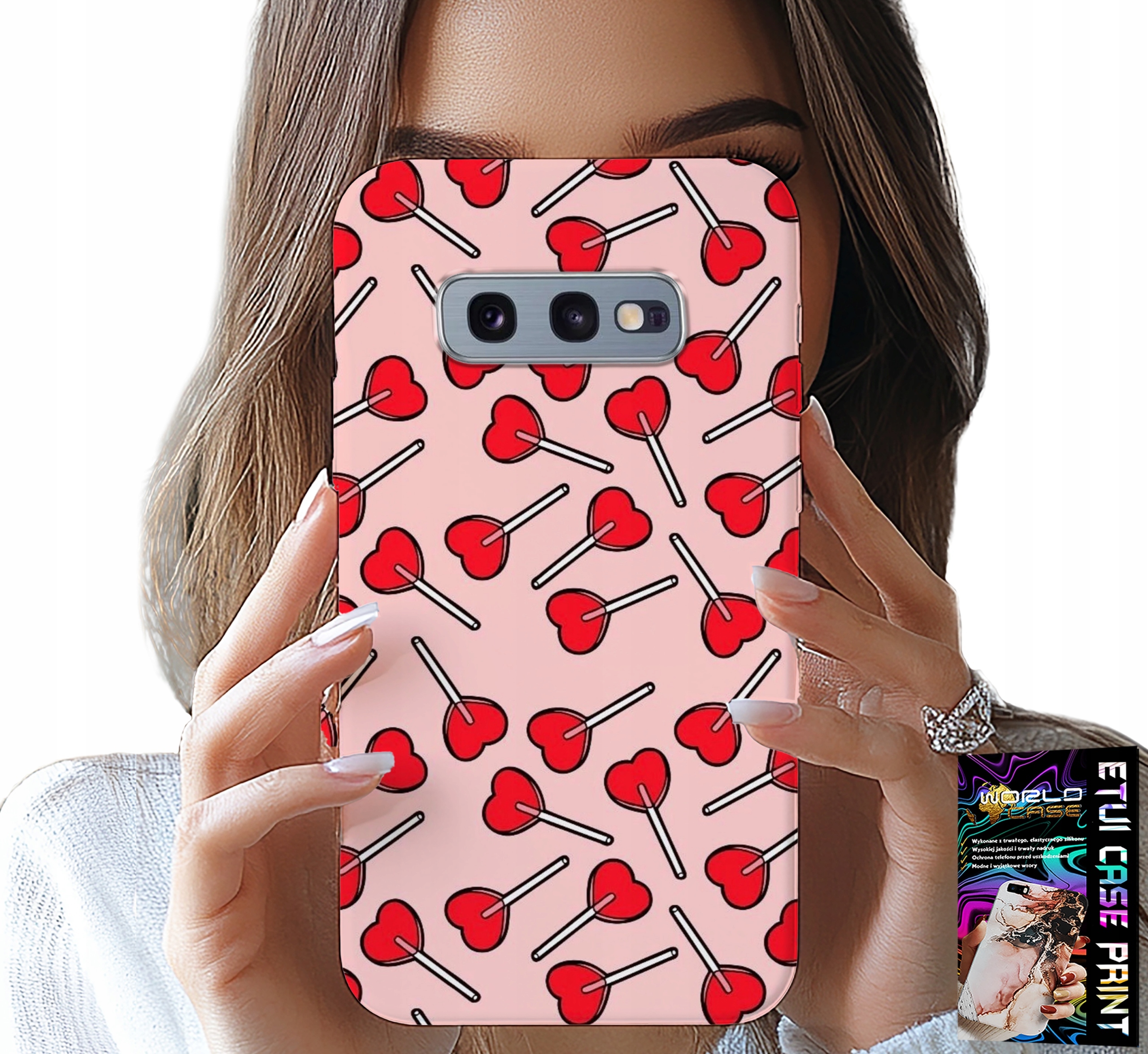 ETUI DO SAMSUNG GALAXY S10E - KOBIECE, MODNE WZORY LIZAKI W SERCA CASE