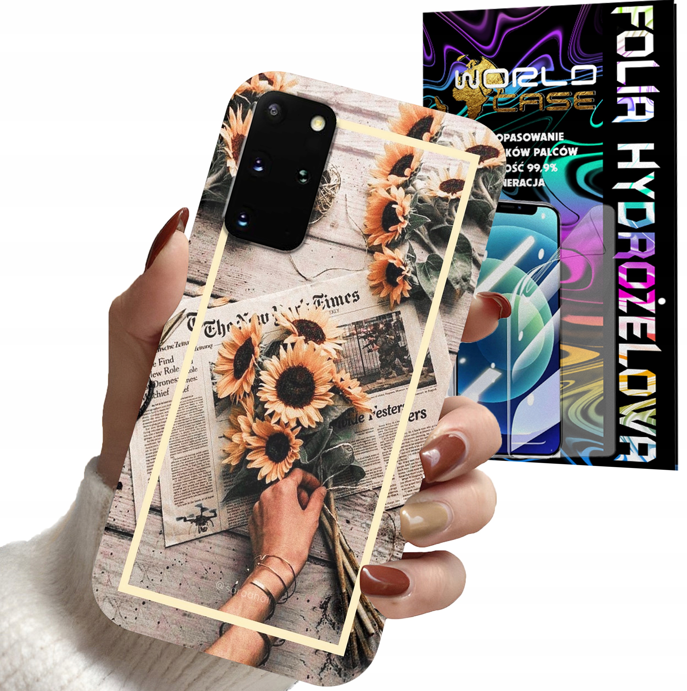 ETUI CASE DO SAMSUNG S20 PLUS - SŁONECZNIK KWIATY DLA KOBIET PLECKI + FOLIA