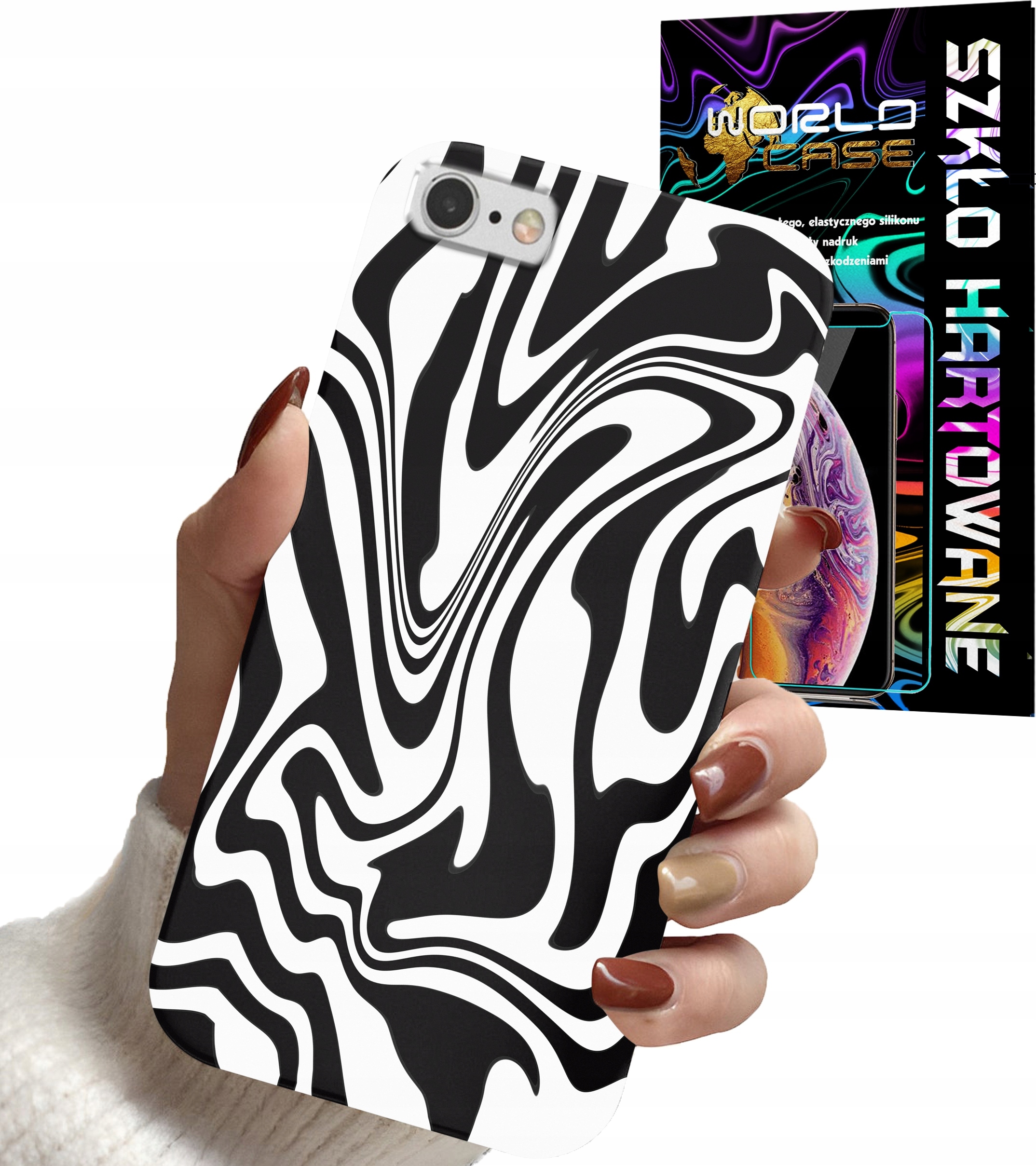 ETUI DO IPHONE 7 8 (SE2022) - ABSTRAKCJA ZEBRA MODNE DLA KOBIET +SZKŁO