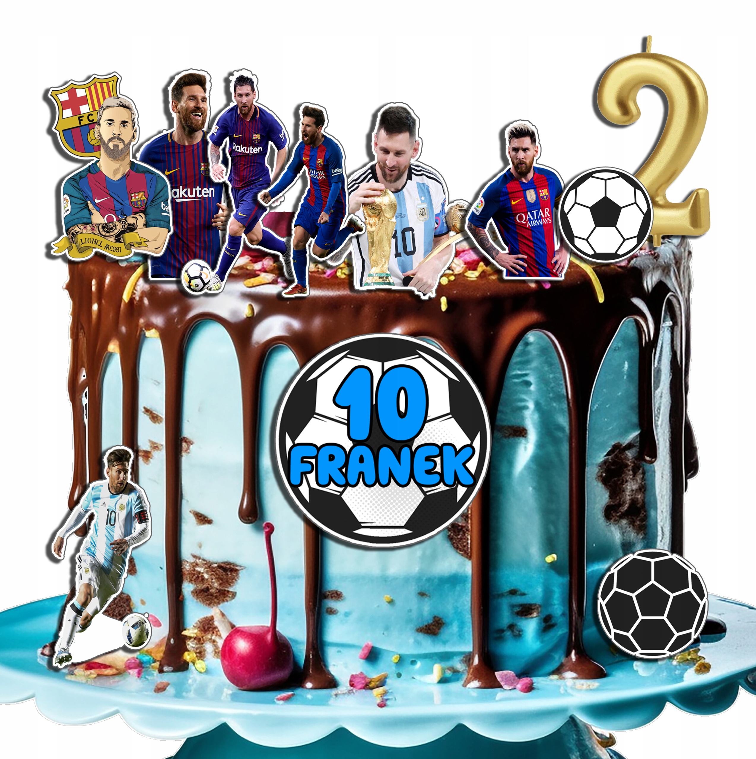 OPŁATEK ZESTAW NA URODZINY MESSI PIŁKA NOŻNA + IMIĘ