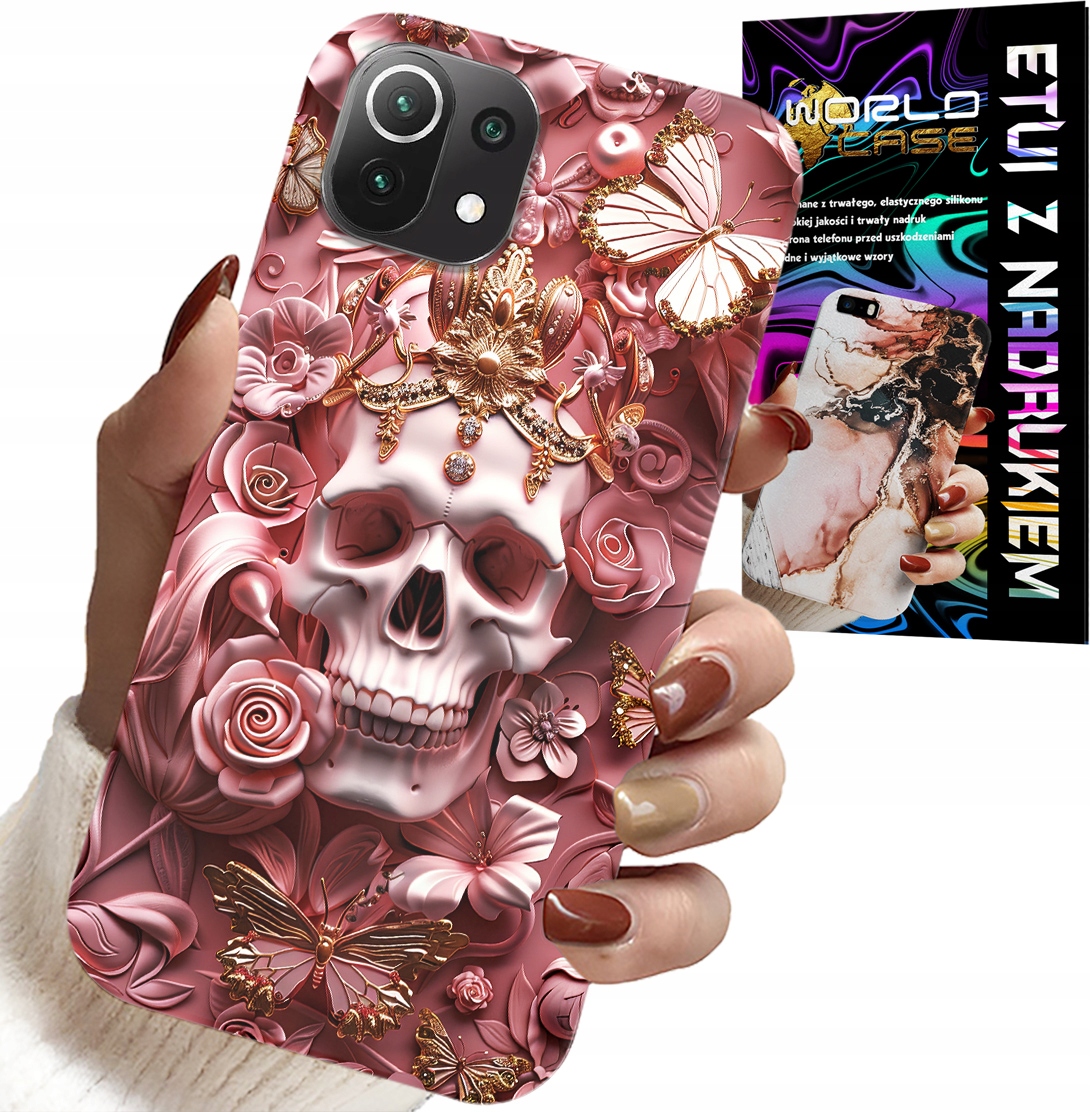 ETUI DO XIAOMI MI 11 LITE - KOBIECE, MODNE WZORY, CZASZKA W RÓŻE