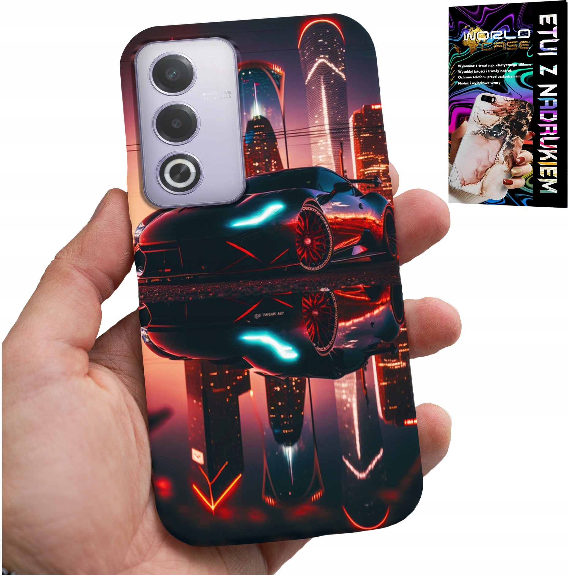 ETUI DO OPPO A80 5G - SAMOCHODY FAN, WZORY DLA MĘŻCZYZN +FOLIA