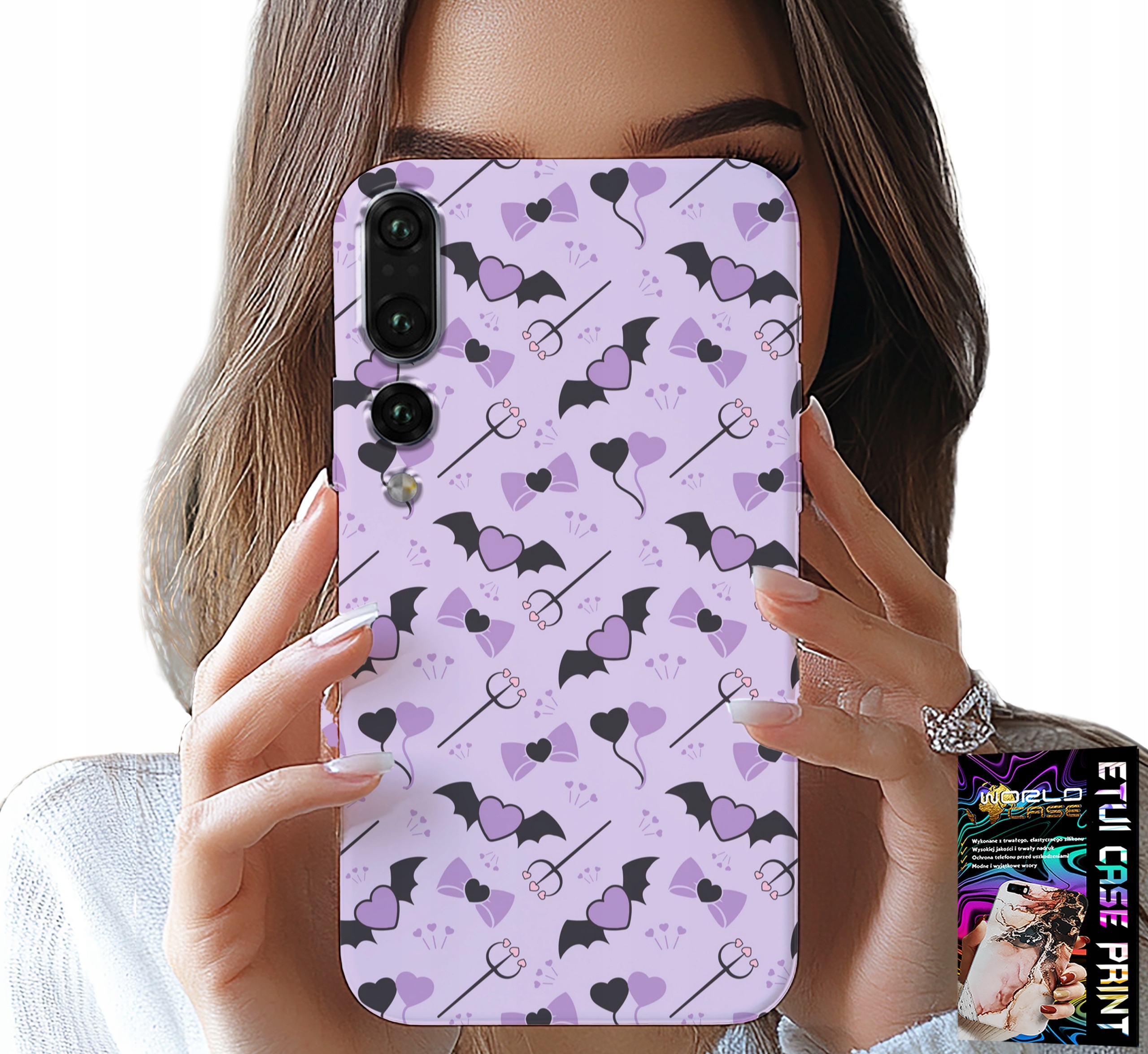 ETUI DO HUAWEI P20 PLUS - MODNE WZORY WIDŁY SERCA KOKARDKI KOKARDA