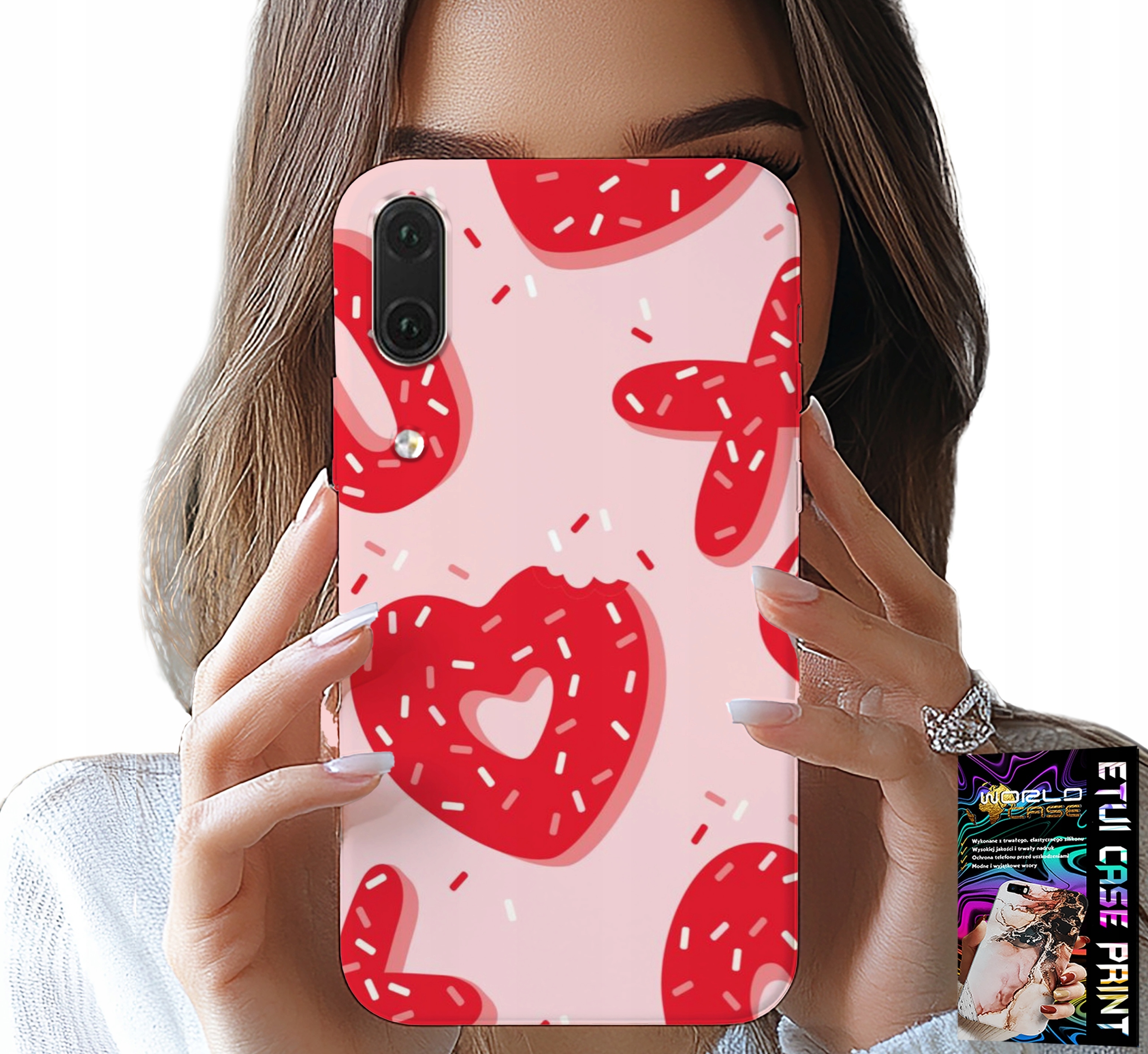 ETUI DO HUAWEI P20 - KOBIECE, MODNE WZORY XOXO SERCE + SZKŁO