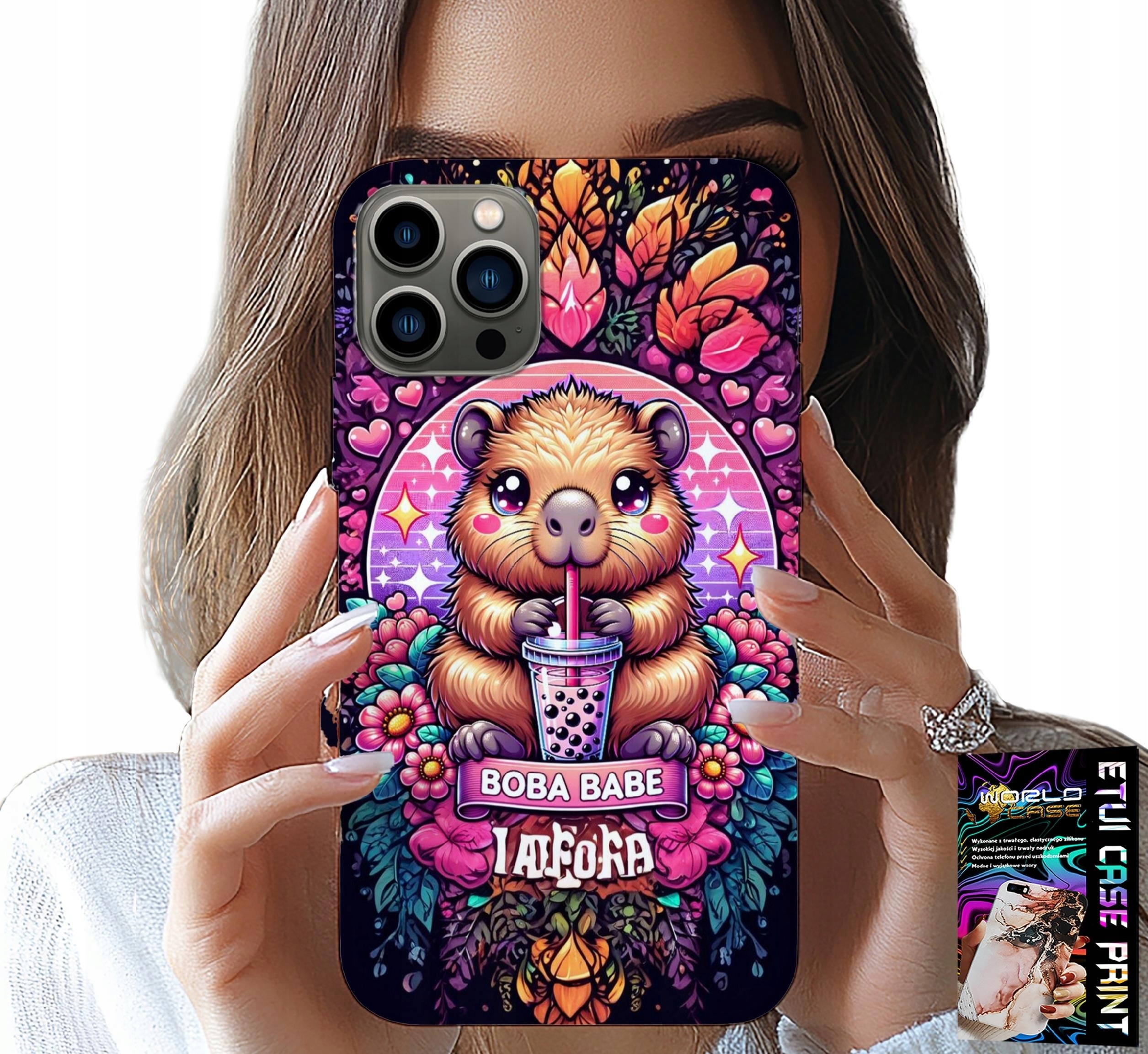 ETUI DO IPHONE 11 PRO - SŁODKA KAPIBARA Z SZEJKIEM, SUPER WZORY