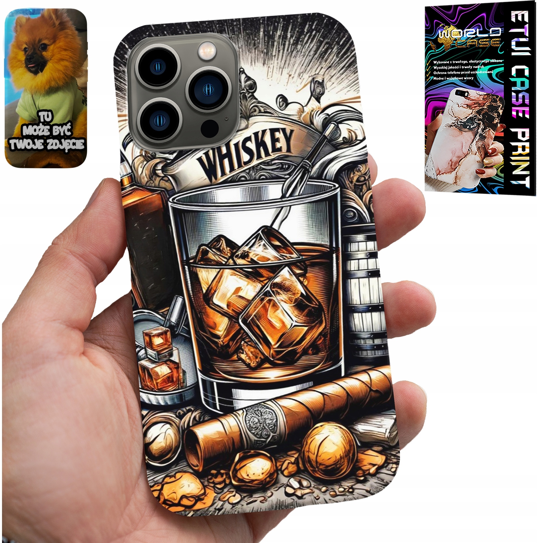 ETUI DO IPHONE 13 PRO - WHISKY CYGARO WZORY DLA MĘŻCZYZN PLECKI