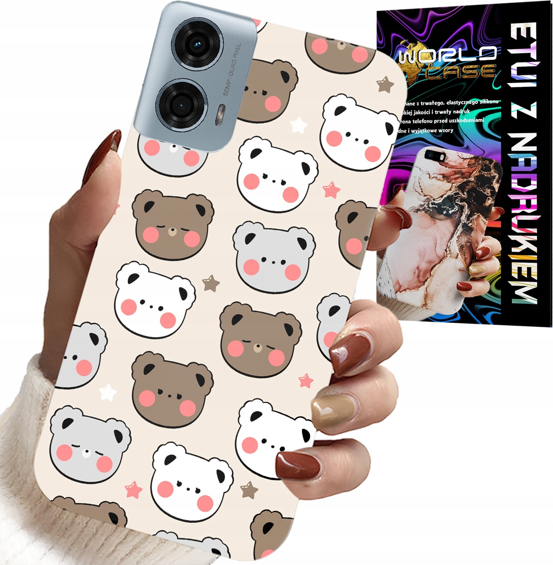 ETUI DO MOTOROLA G24 / G04 - MIŚ MISIE WZORY DLA NAJMŁODSZYCH + FOLIA