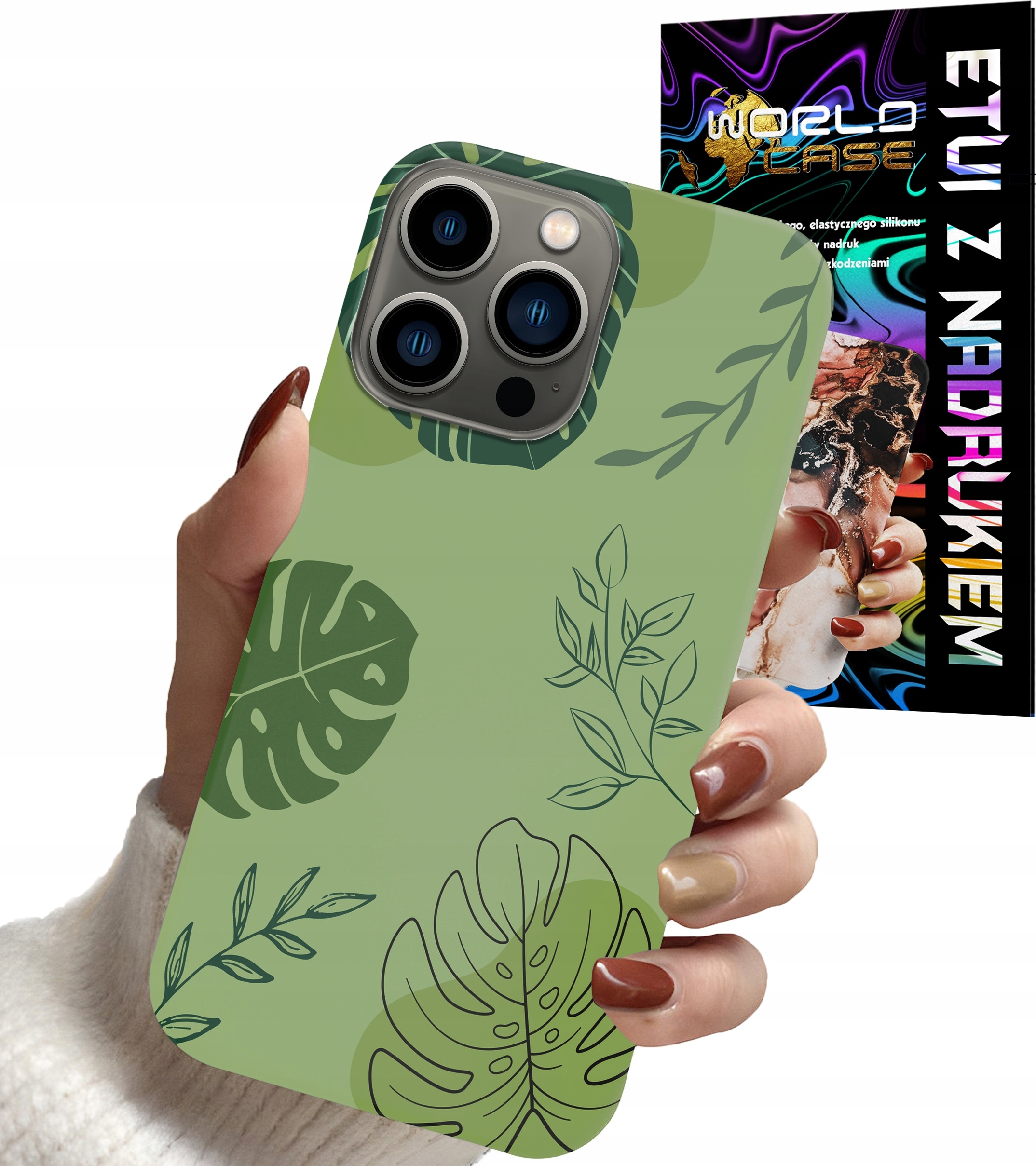 ETUI CASE DO IPHONE 13 PRO MAX - LIŚCIE WZORY DLA KOBIET KWIATY RÓŻE