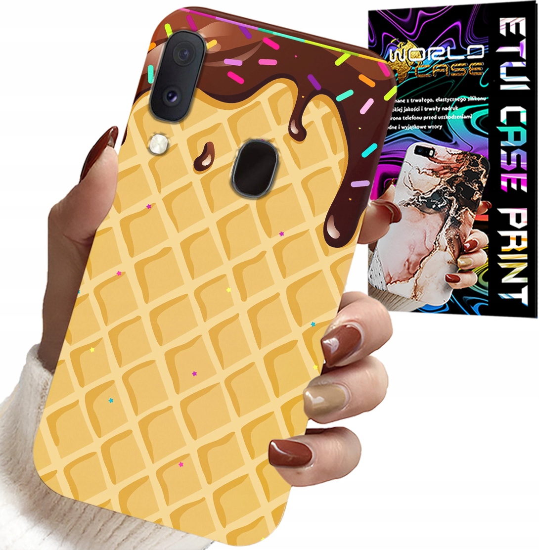 ETUI DO SAMSUNG GALAXY A40 - Z MOTYWEM WAFLA Z POLEWĄ CZEKOLADOWĄ