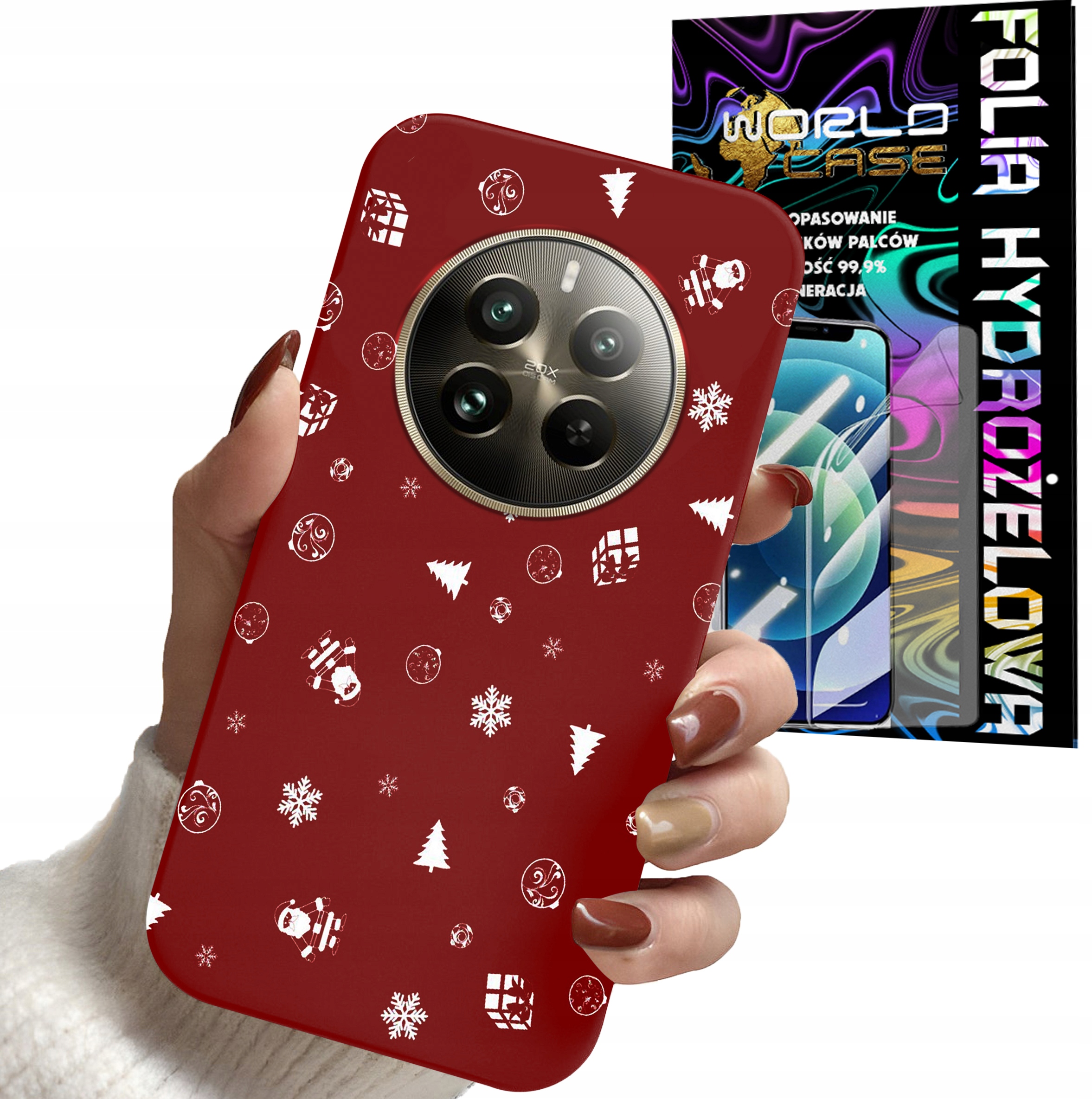ETUI DO REALME 12 PRO 5G / PRO + - ŚWIĄTECZNE WZORY CHOINKA + FOLIA