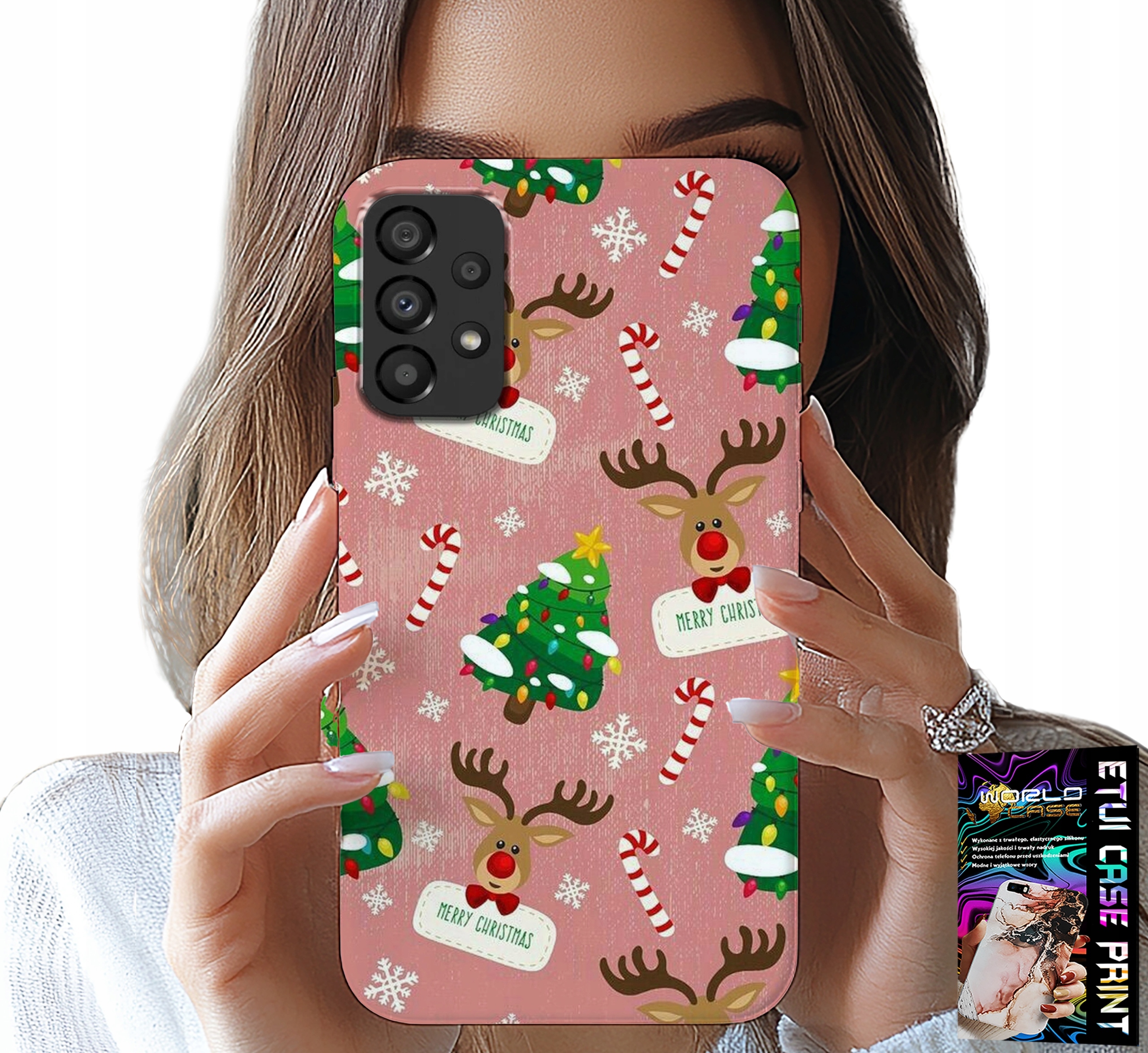 ETUI DO SAMSUNG GALAXY A23 5G - ŚWIĄTECZNE RENIFERY CHOINKI LASKA WZORY