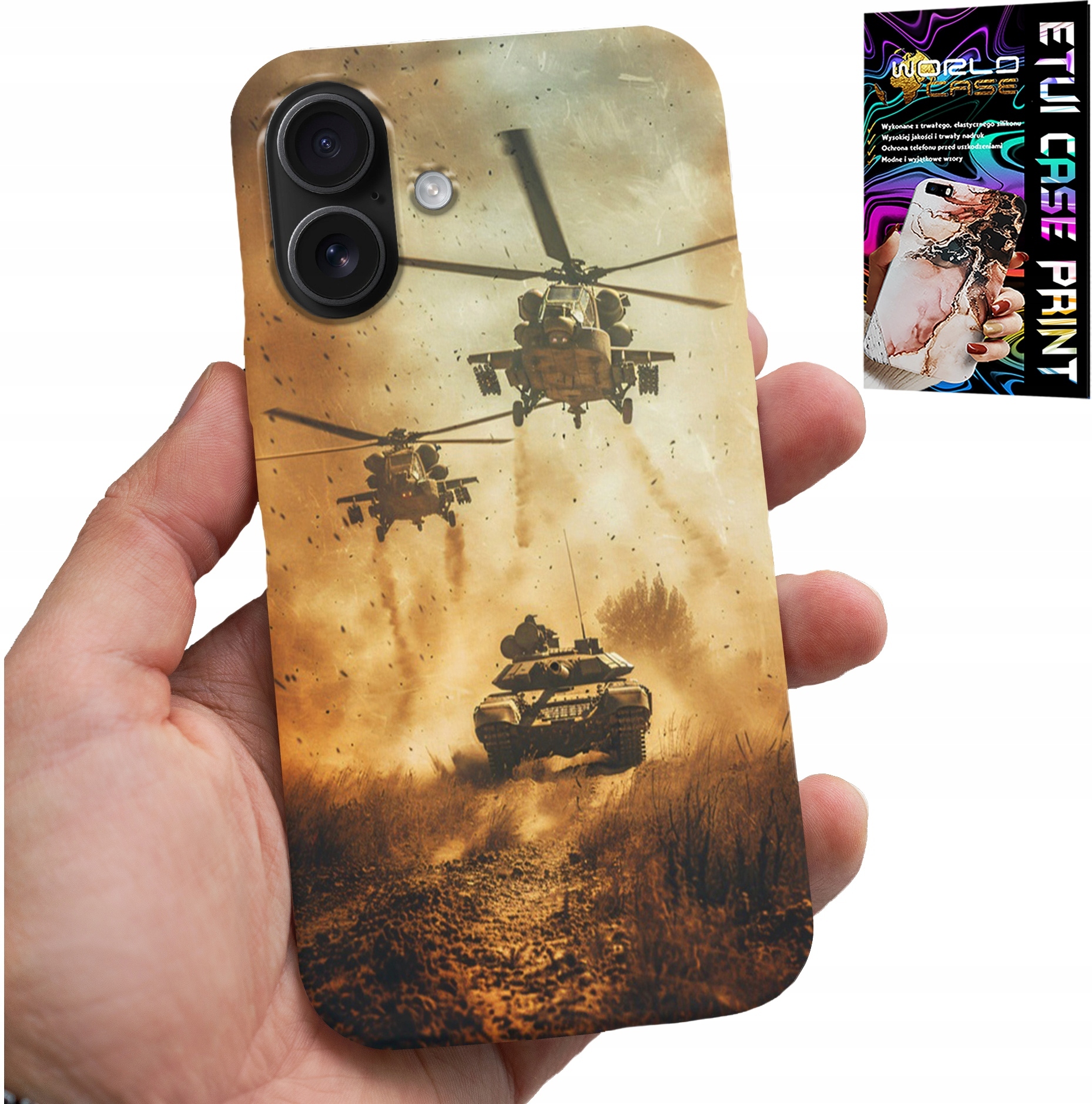 ETUI DO IPHONE 16 PLUS - HELIKOPTER WOJSKOWY CZOŁG MILITARIA CASE