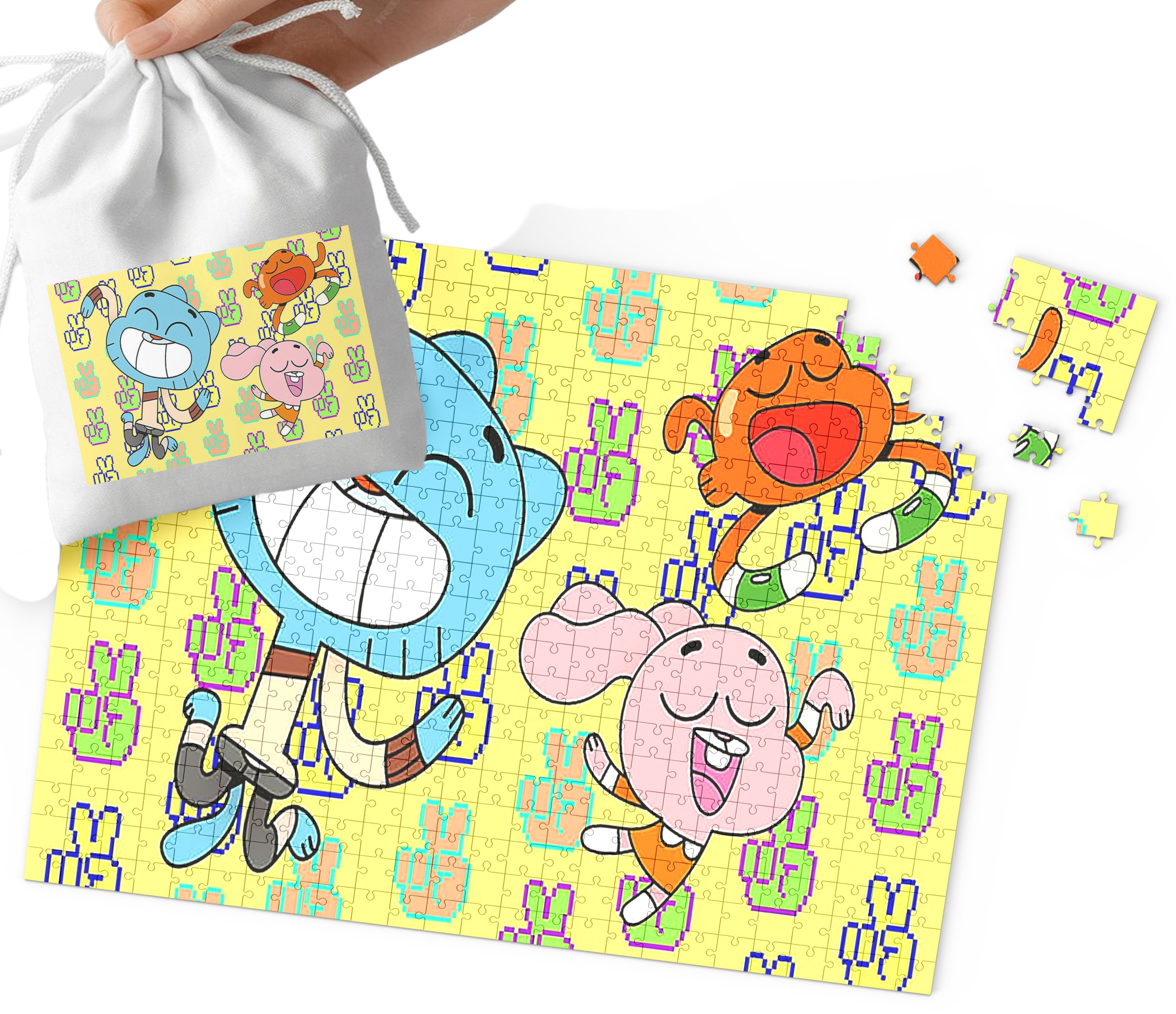 PUZZLE - GUMBALL WZORY Z BAJEK I GIER PREZENT DLA DZIECI 96EL + WORECZEK