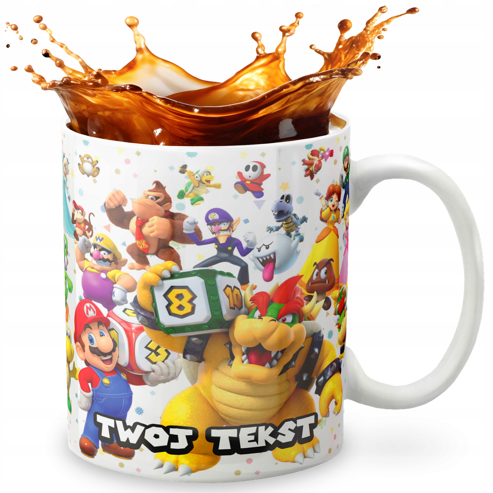 KUBEK 330ml GRAFIKA PREZENT ŚWIĘTA WZÓR - GRA SUPER MARIO + IMIĘ