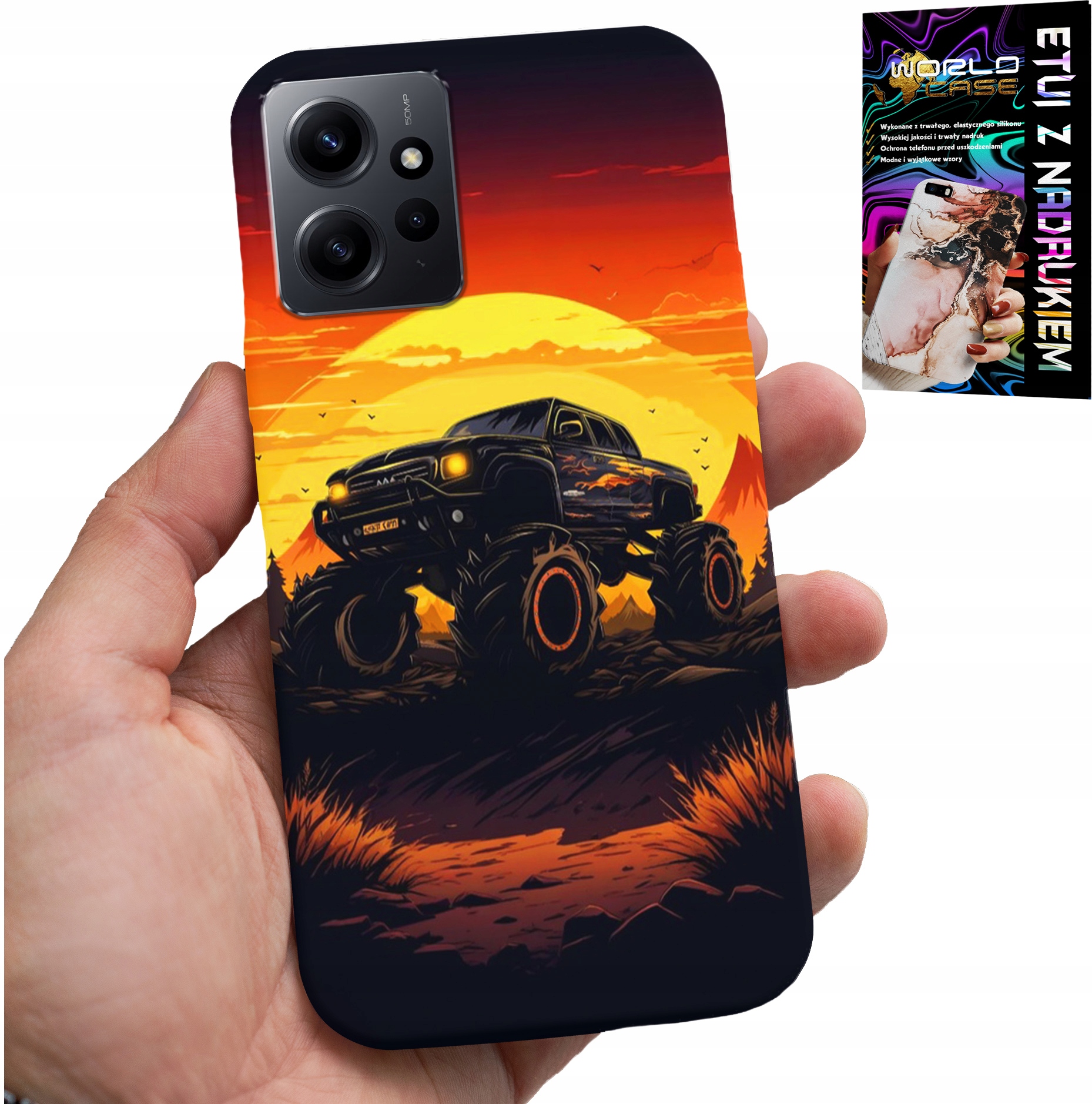 ETUI DO XIAOMI NOTE 12 4G - MONSTERTRUCK, CIĘŻARÓWKA, WZORY + SZKŁO