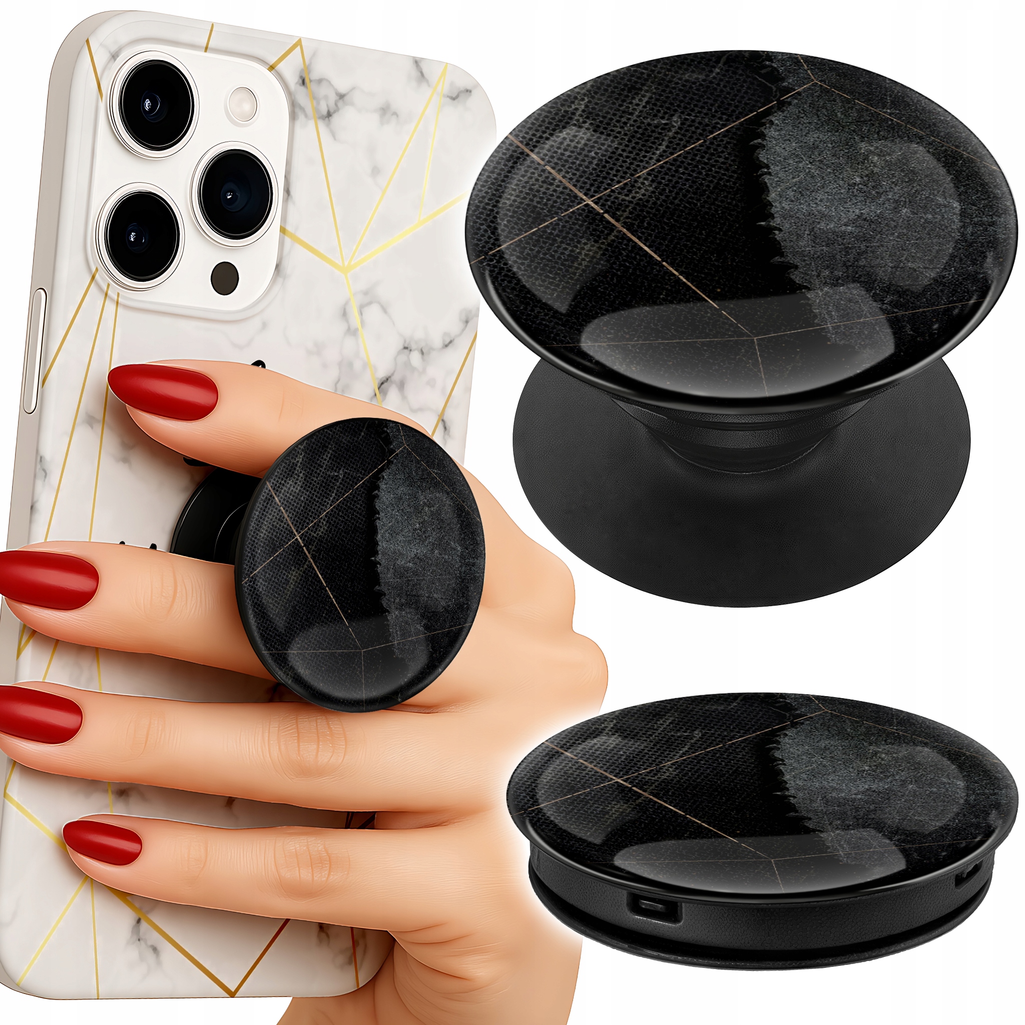 Uchwyt do telefonu Popsocket na palce/stojak - ZŁOTE RAMKI ELEGANCKIE WZORY