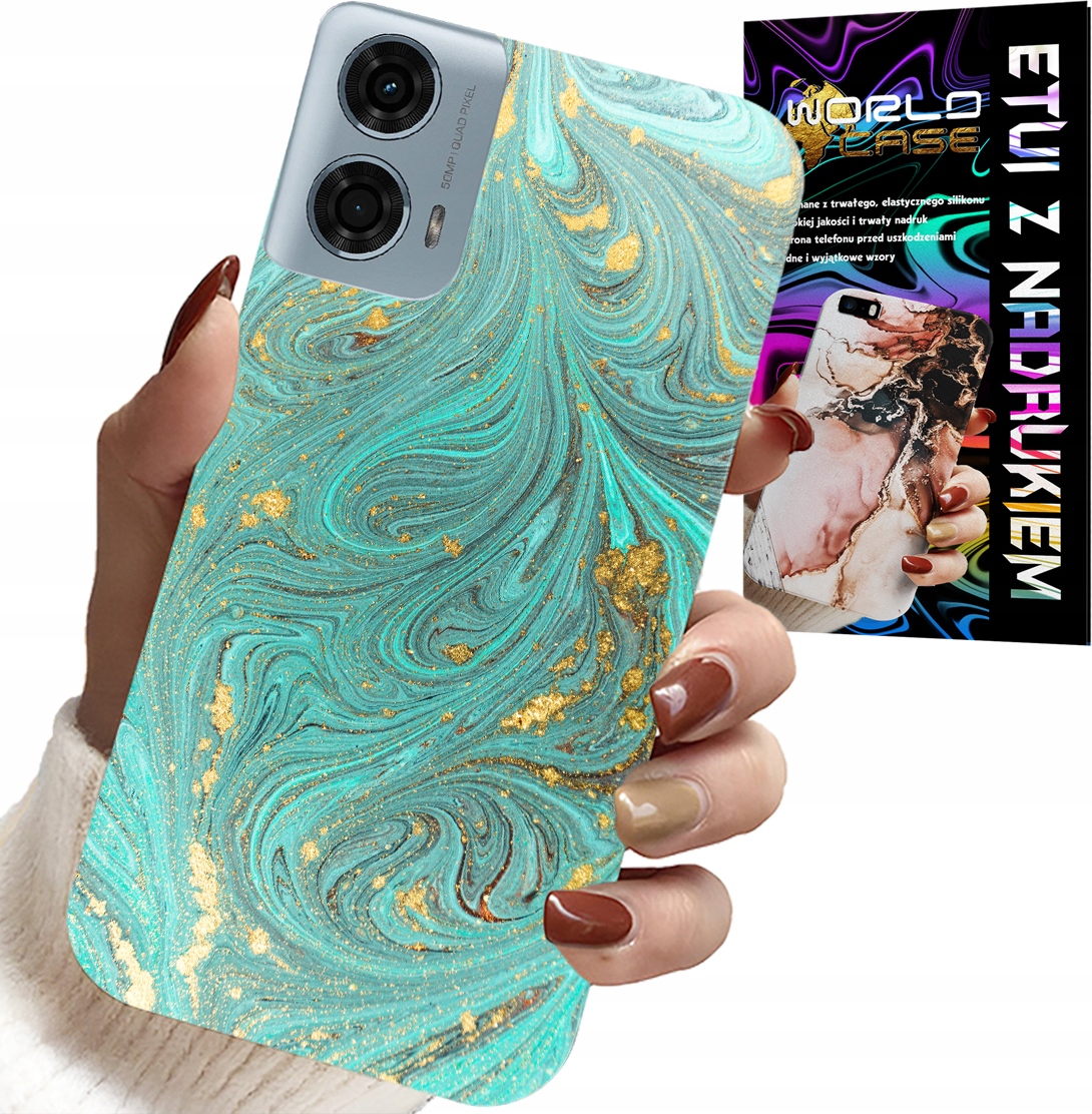 ETUI DO MOTOROLA G34 5G - MARMURKOWE WZORY + FOLIA HYDROŻEL