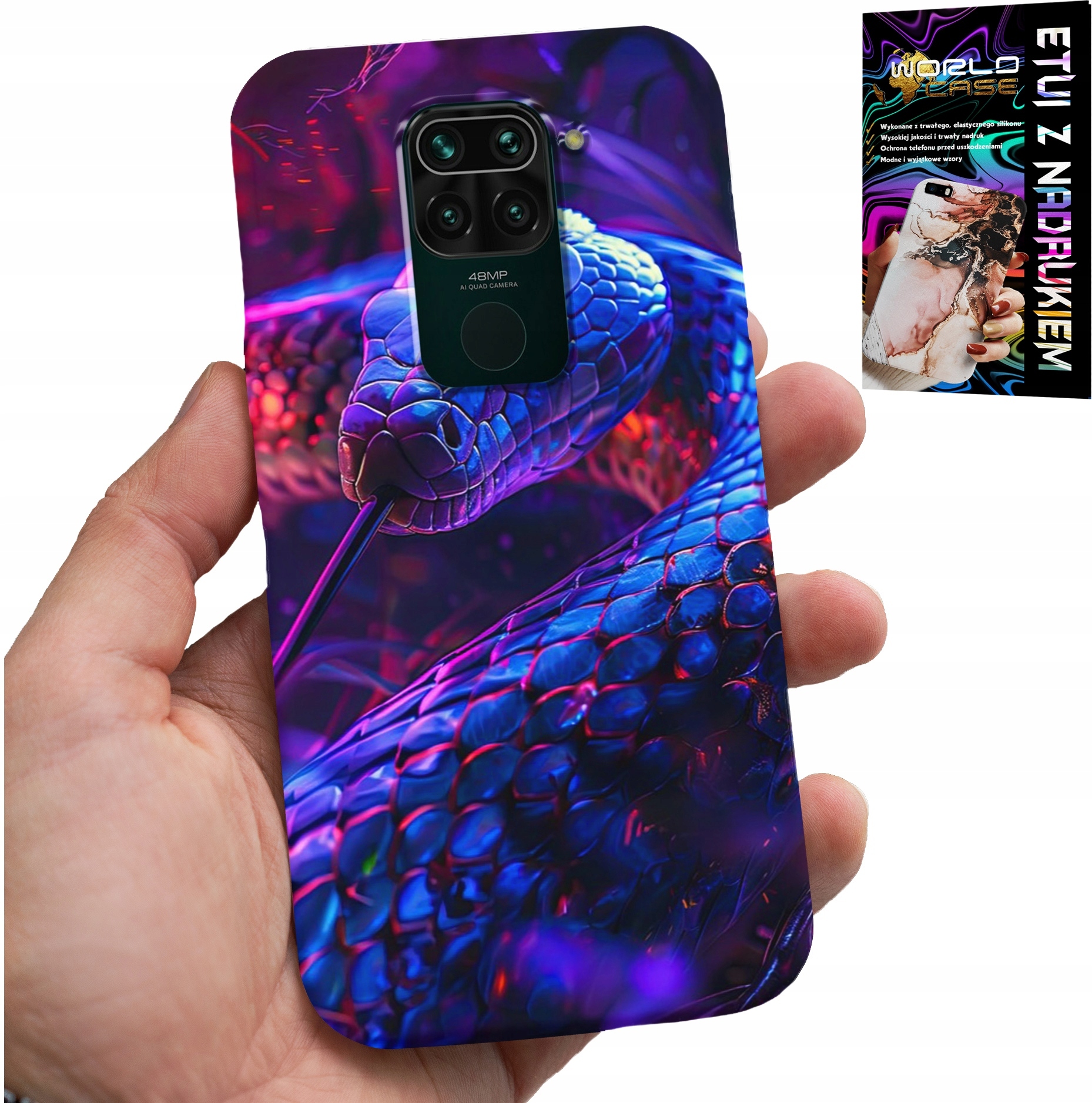ETUI DO XIAOMI NOTE 9 - WĄŻ KOBRA GRZECHOTNIK GADY CASE + FOLIA