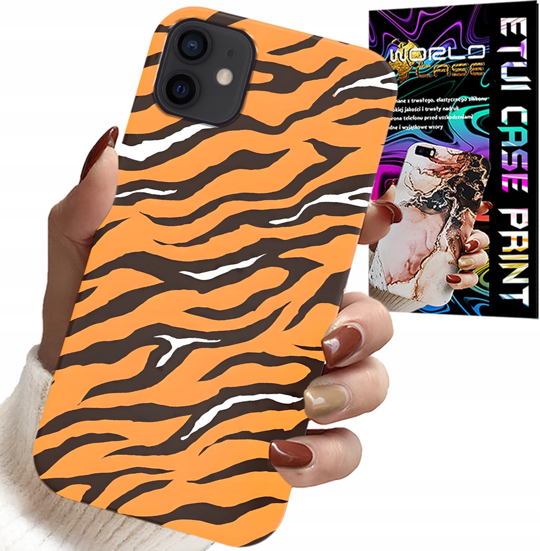 ETUI DO IPHONE 12 - PLECKI W TYGRYSIE PASKI POKROWIEC +SZKŁO