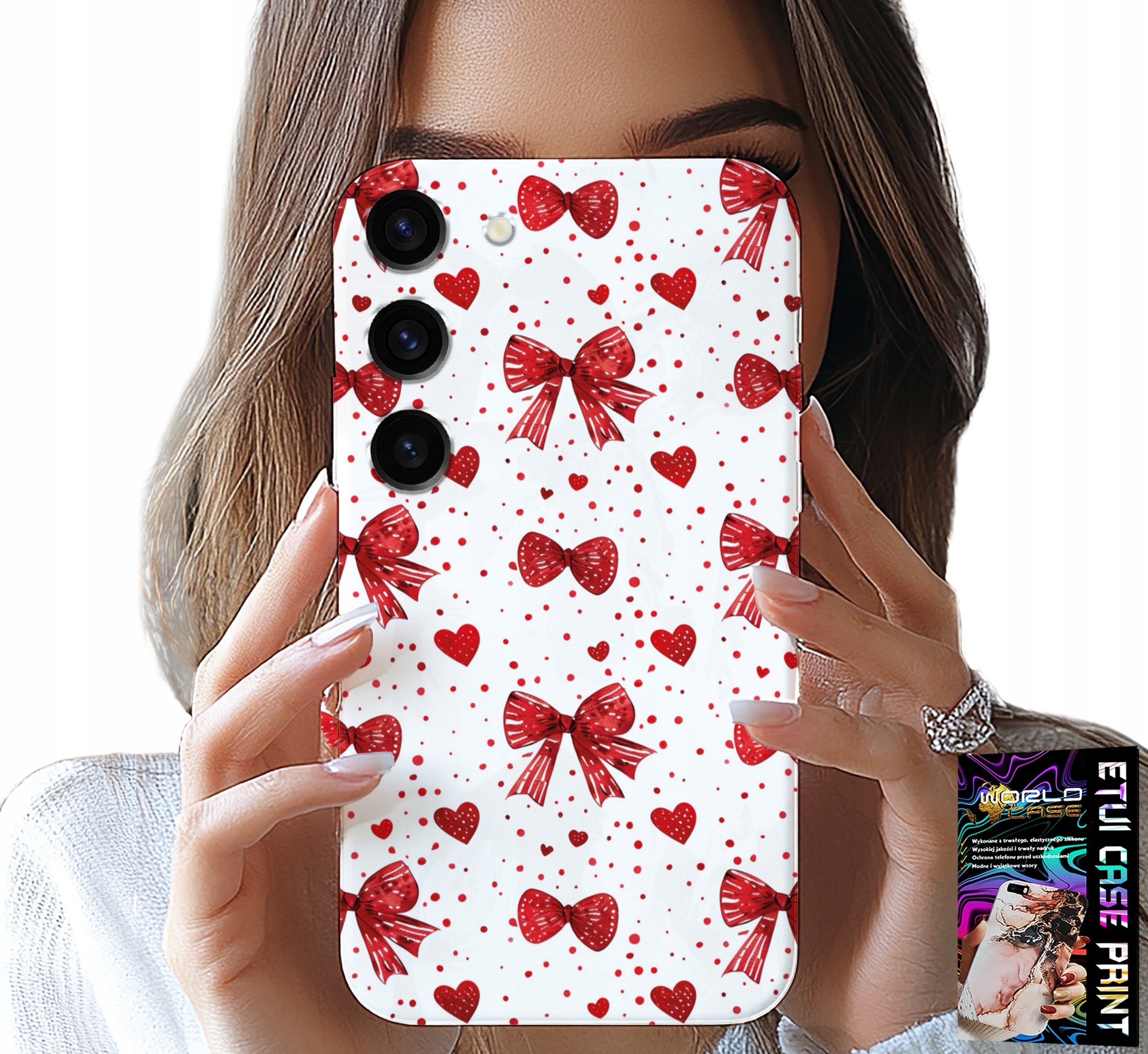 ETUI DO SAMSUNG GALAXY S23 PLUS - CZERWONE WSTĄŻKI WSTĄŻKA MODNE WZORY