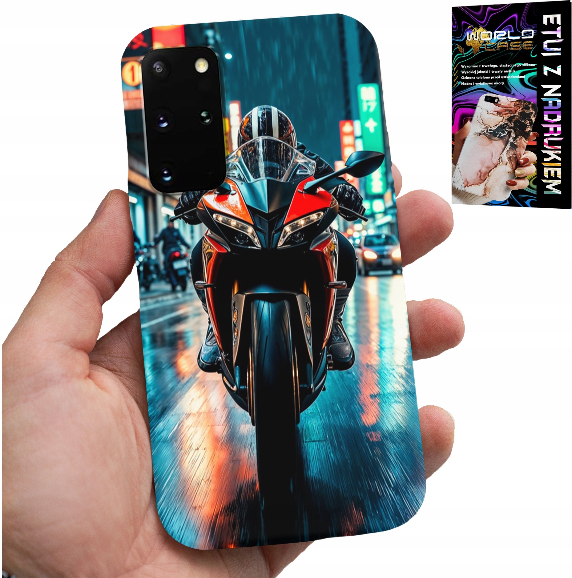 ETUI DO SAMSUNG GALAXY S20 PLUS - MOTOR, MOTOCYKLE JEDNOŚLAD WZORY + FOLIA