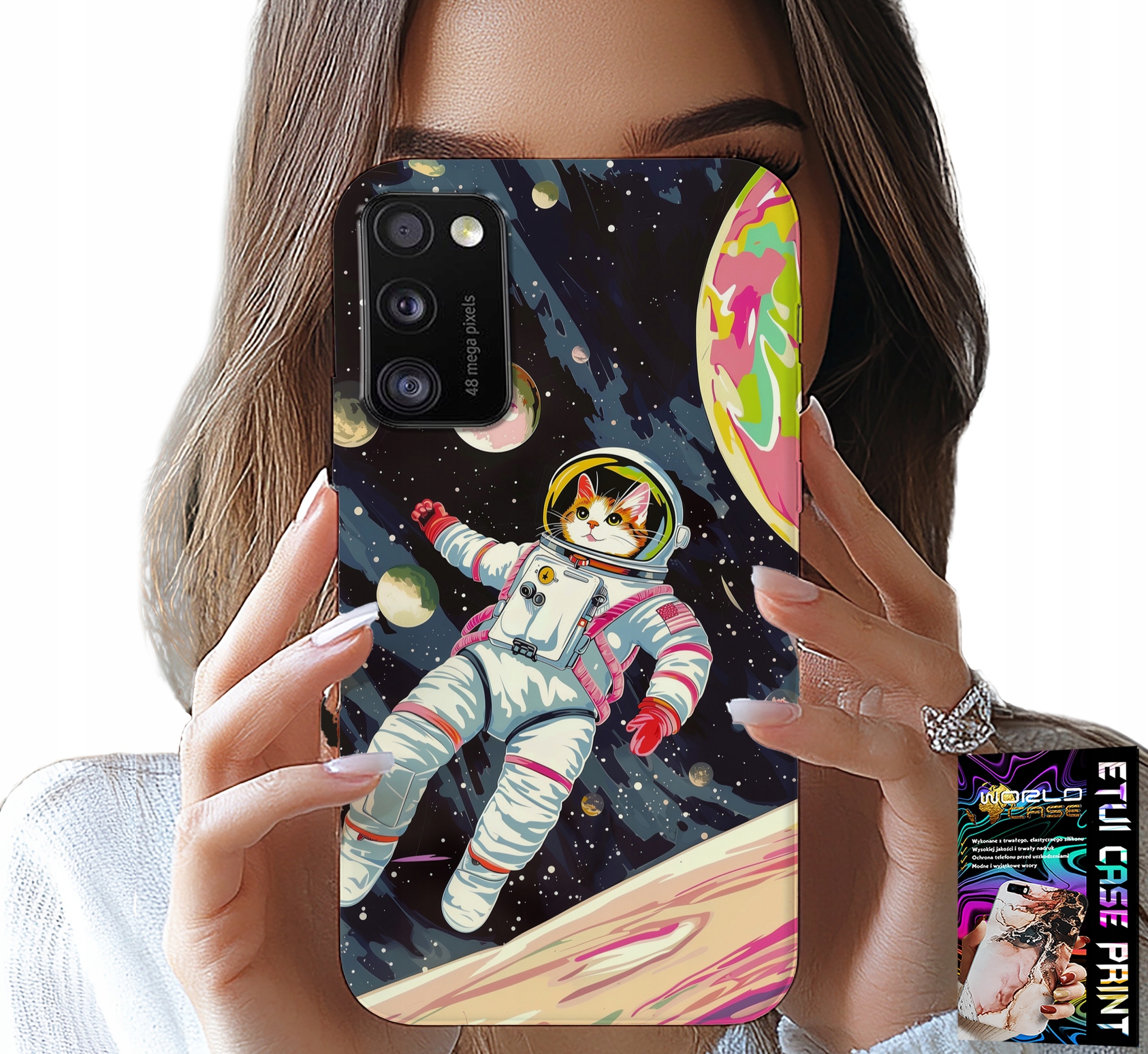 ETUI DO SAMSUNG GALAXY A41 - KOCI ASTRONAUTA KOT KOSMOS OBUDOWA CASE