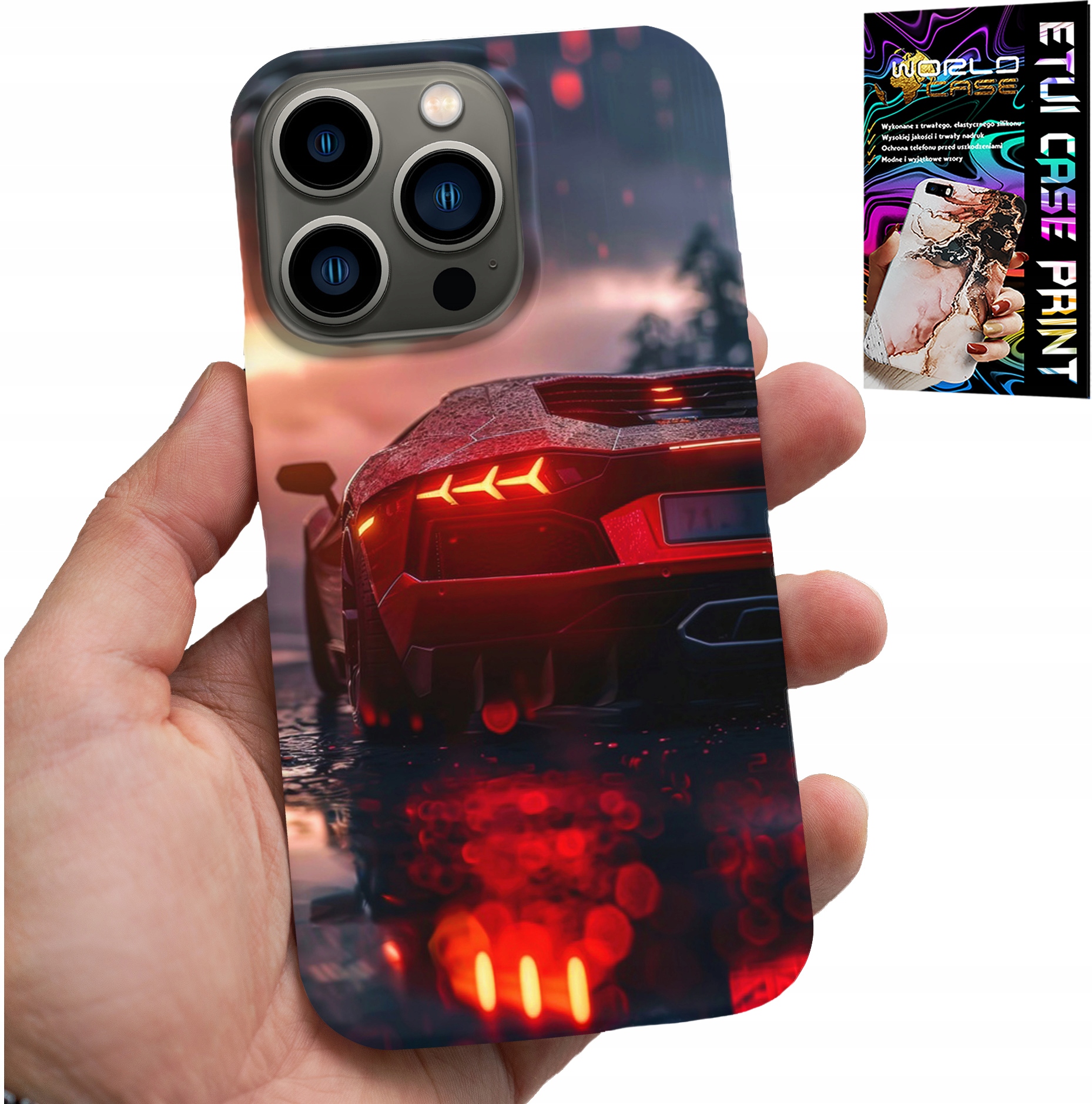 ETUI DO IPHONE 14 PRO - LUKSUSOWE SAMOCHODY, MEGA WZORY, OBUDOWA