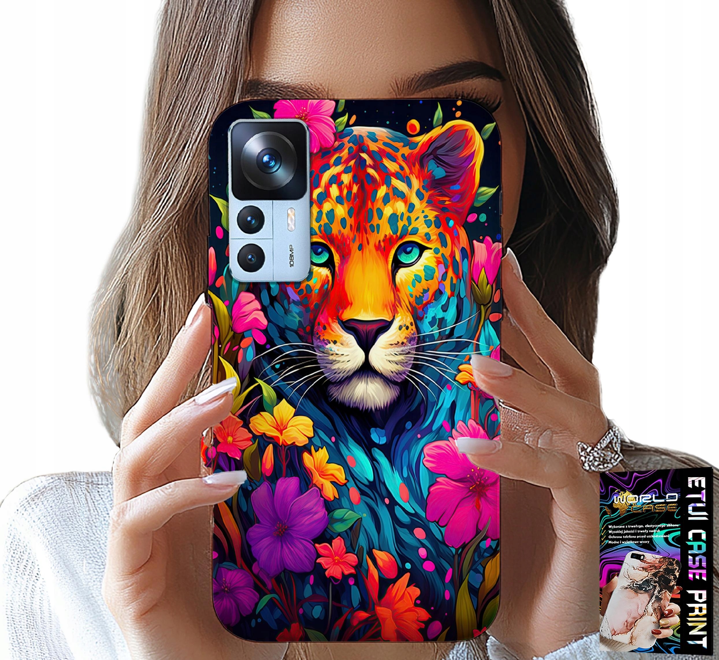 ETUI DO XIAOMI 12T / 12T PRO - KWIECISTE WZORY TYGRYS TYGRYSEK + FOLIA