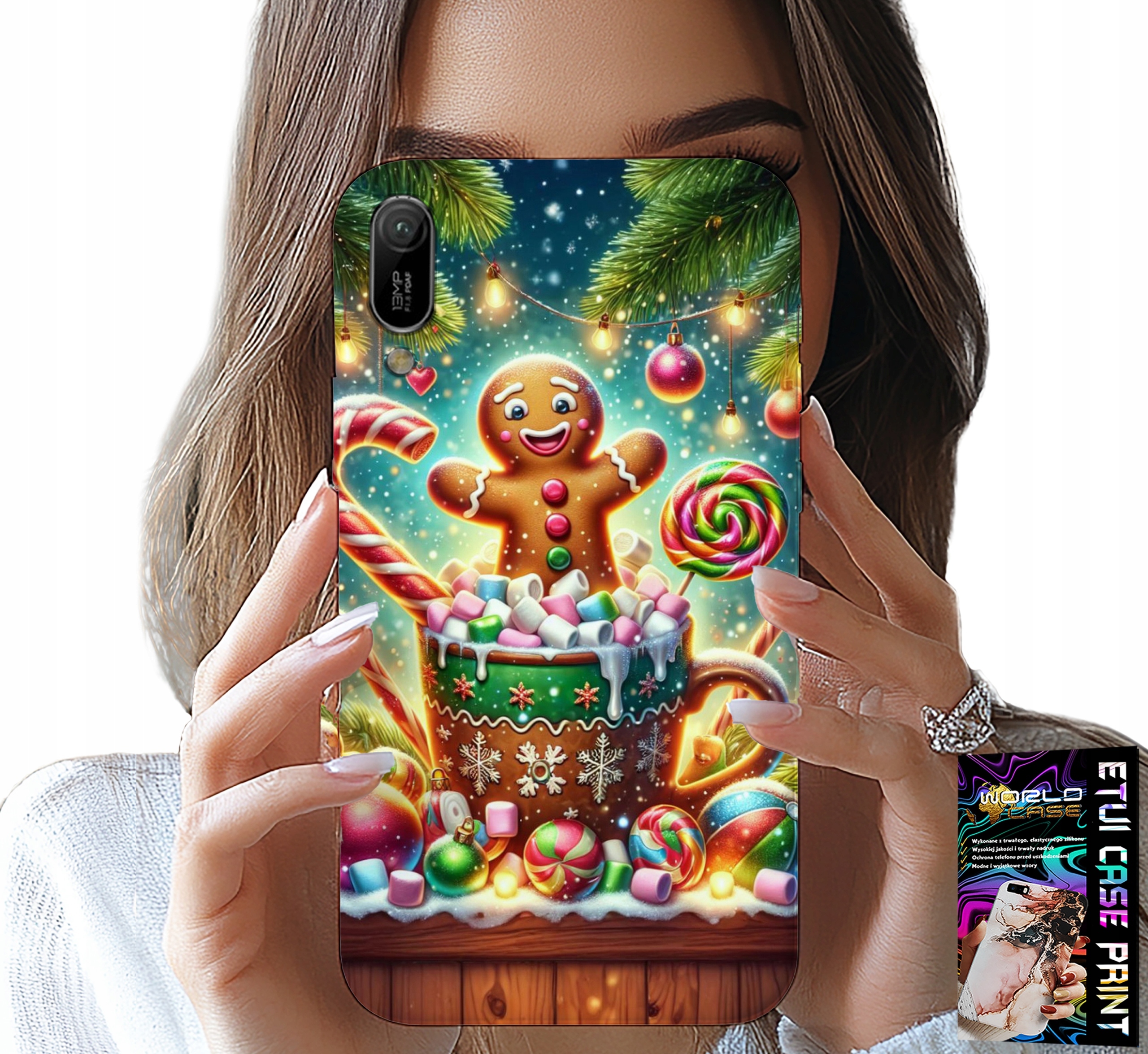 ETUI DO HUAWEI Y6 2019 - PIERNIK PIERNIKI ŚWIĄTECZNE WZORY +SZKŁO