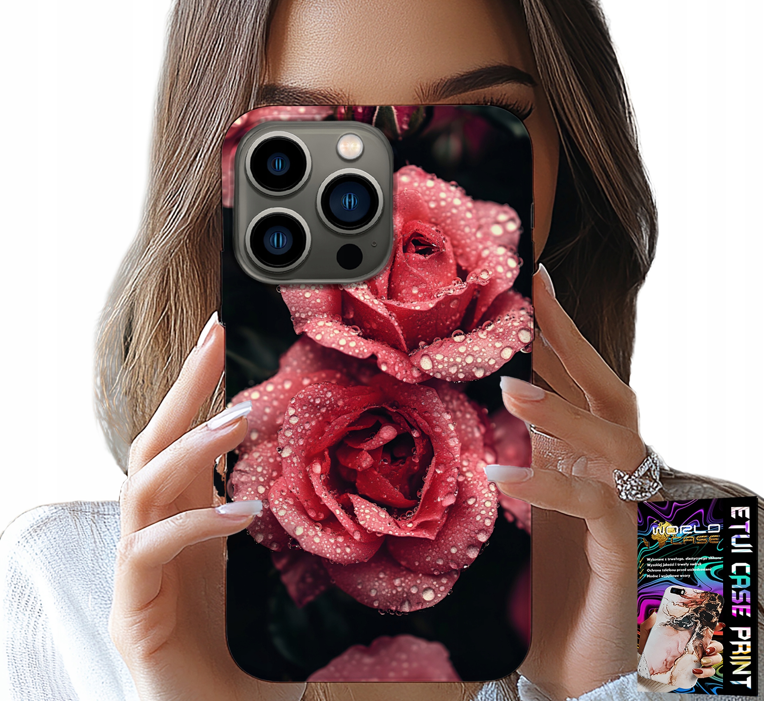 ETUI DO IPHONE 16 PRO - PIĘKNE RÓŻOWE RÓŻE, KWIECISTE WZORY, CASE