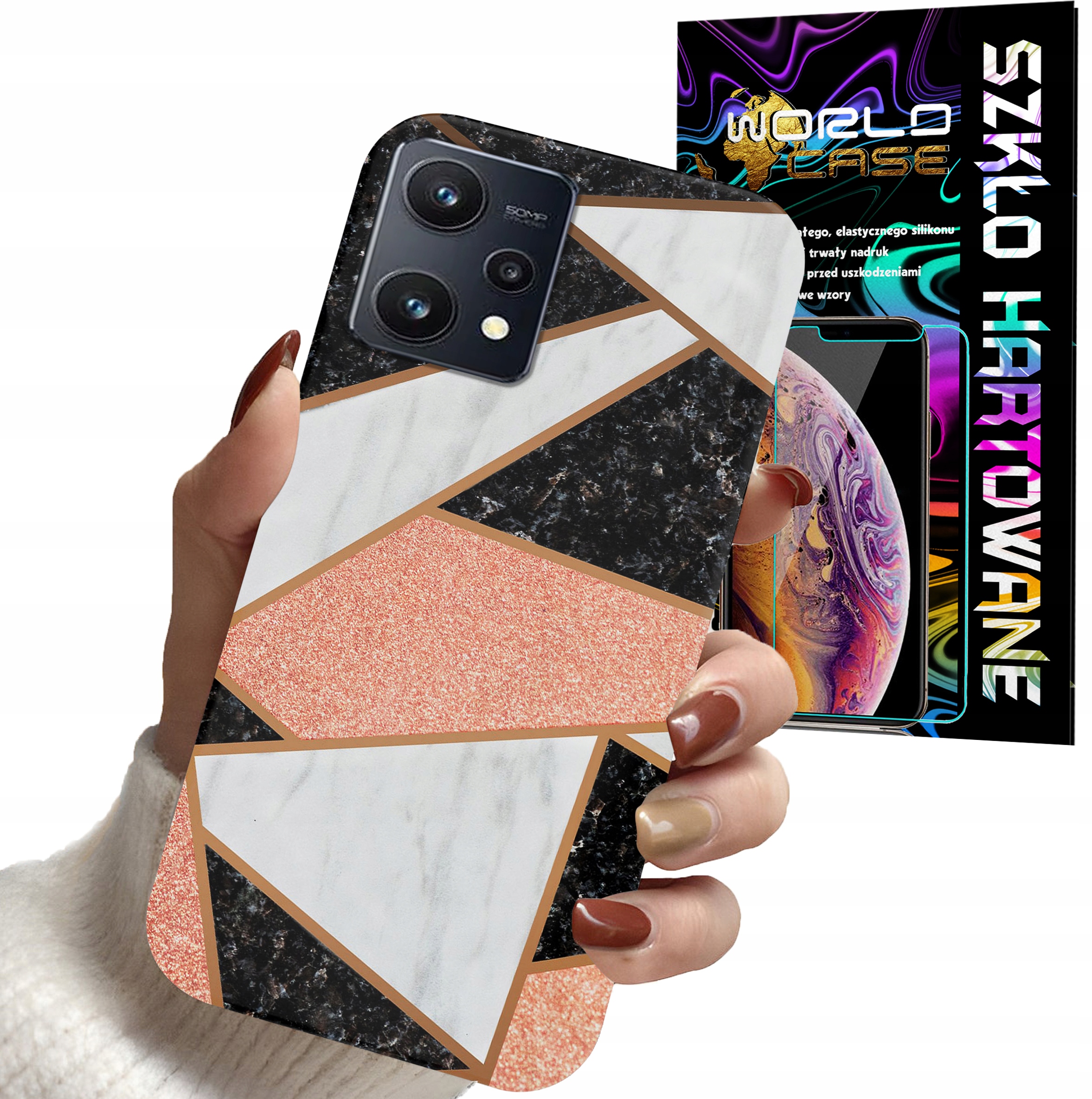 ETUI DO REALME 9 5G - GEOMETRYCZNE WZORY DLA KOBIET PLECKI + SZKŁO