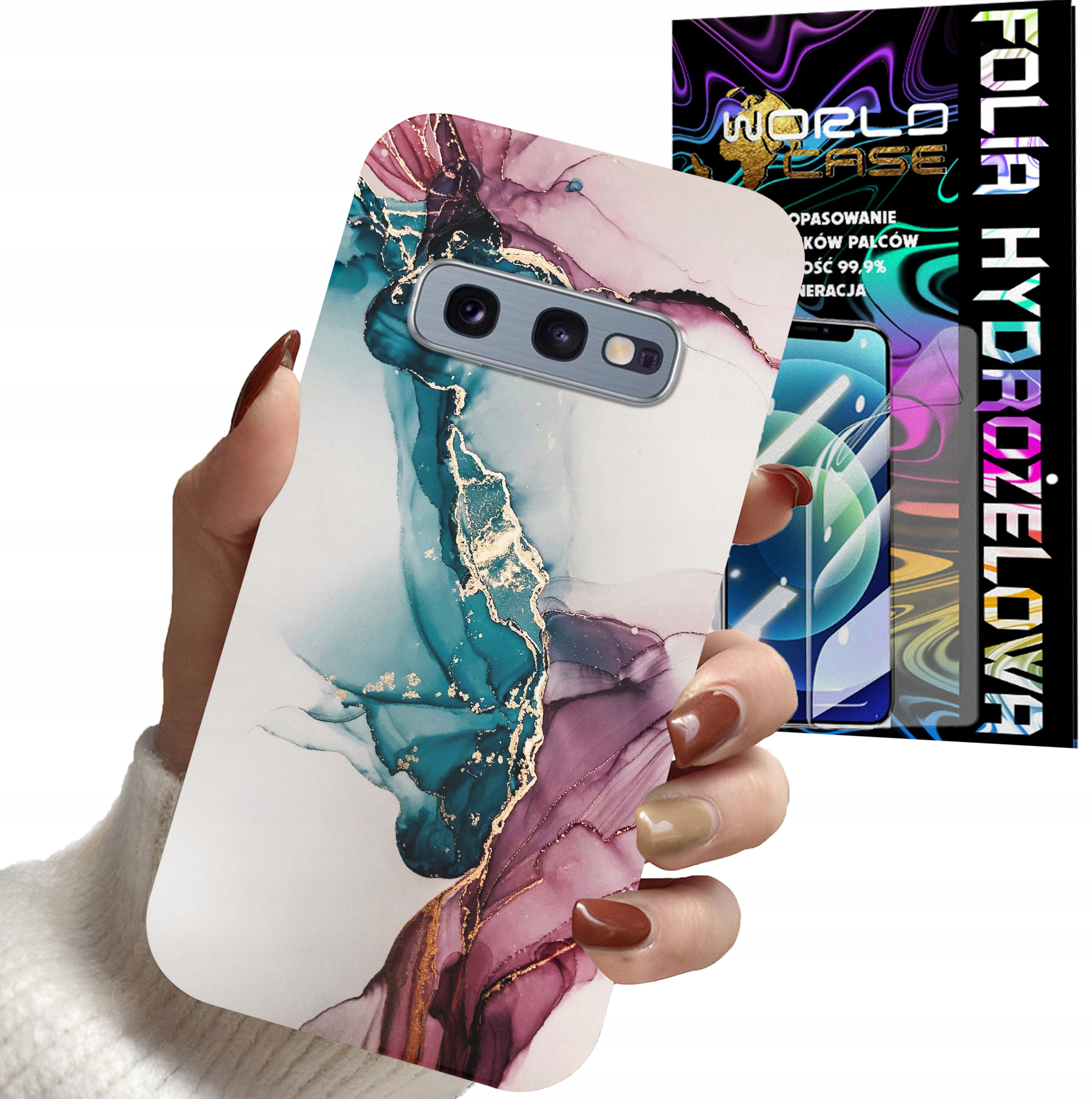 ETUI CASE DO SAMSUNG S10E - MARMUR WZORY DLA KOBIET PLECKI OBUDOWA + FOLIA