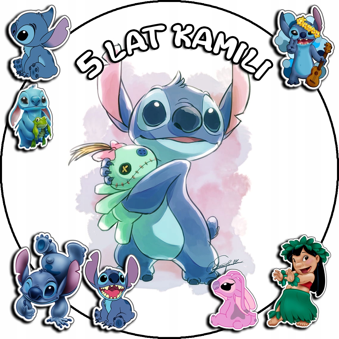 OPŁATEK NA TORT 30CM - STICH STICZ BAJKA + IMIĘ + GRATIS! 24CM 26CM