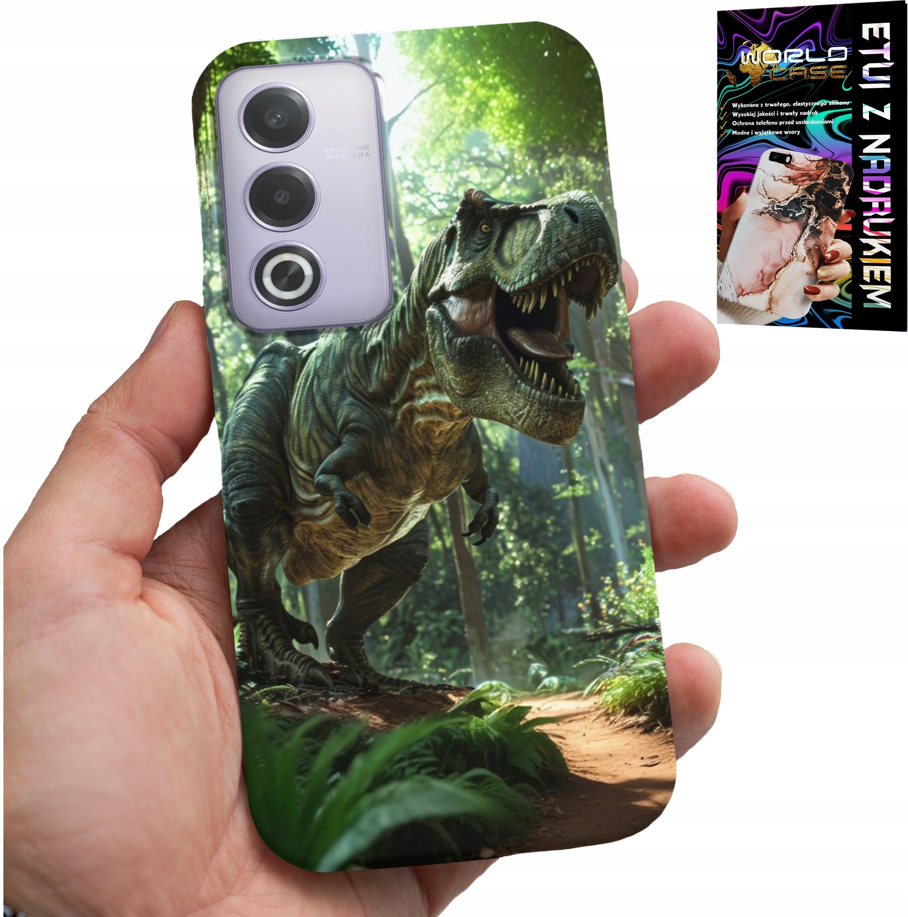 ETUI DO OPPO A80 5G - DINO DINOZAUR TYRANOZAUR CASE + FOLIA