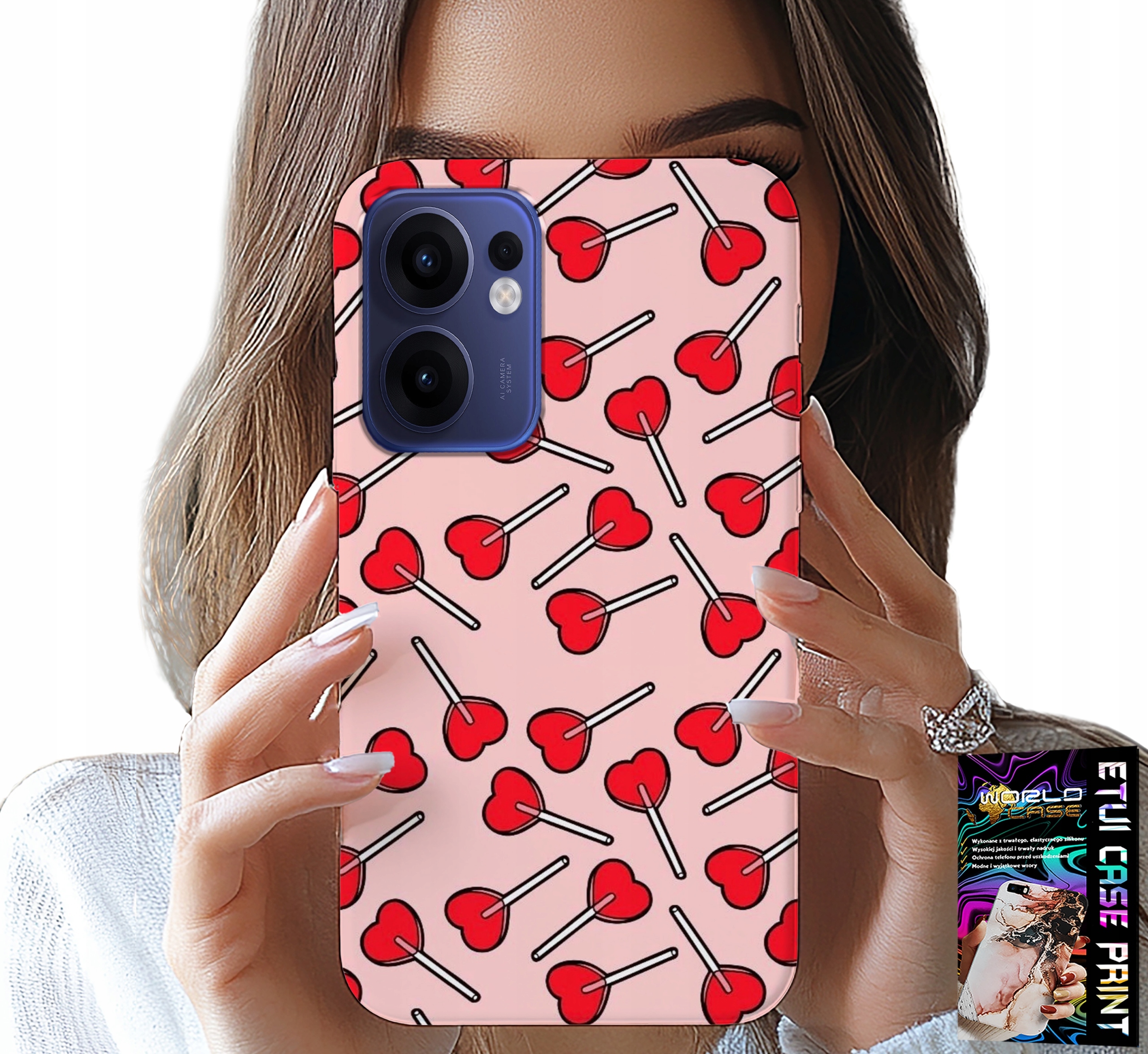 ETUI DO OPPO FIND X5 LITE - KOBIECE, MODNE WZORY LIZAKI W SERCA CASE