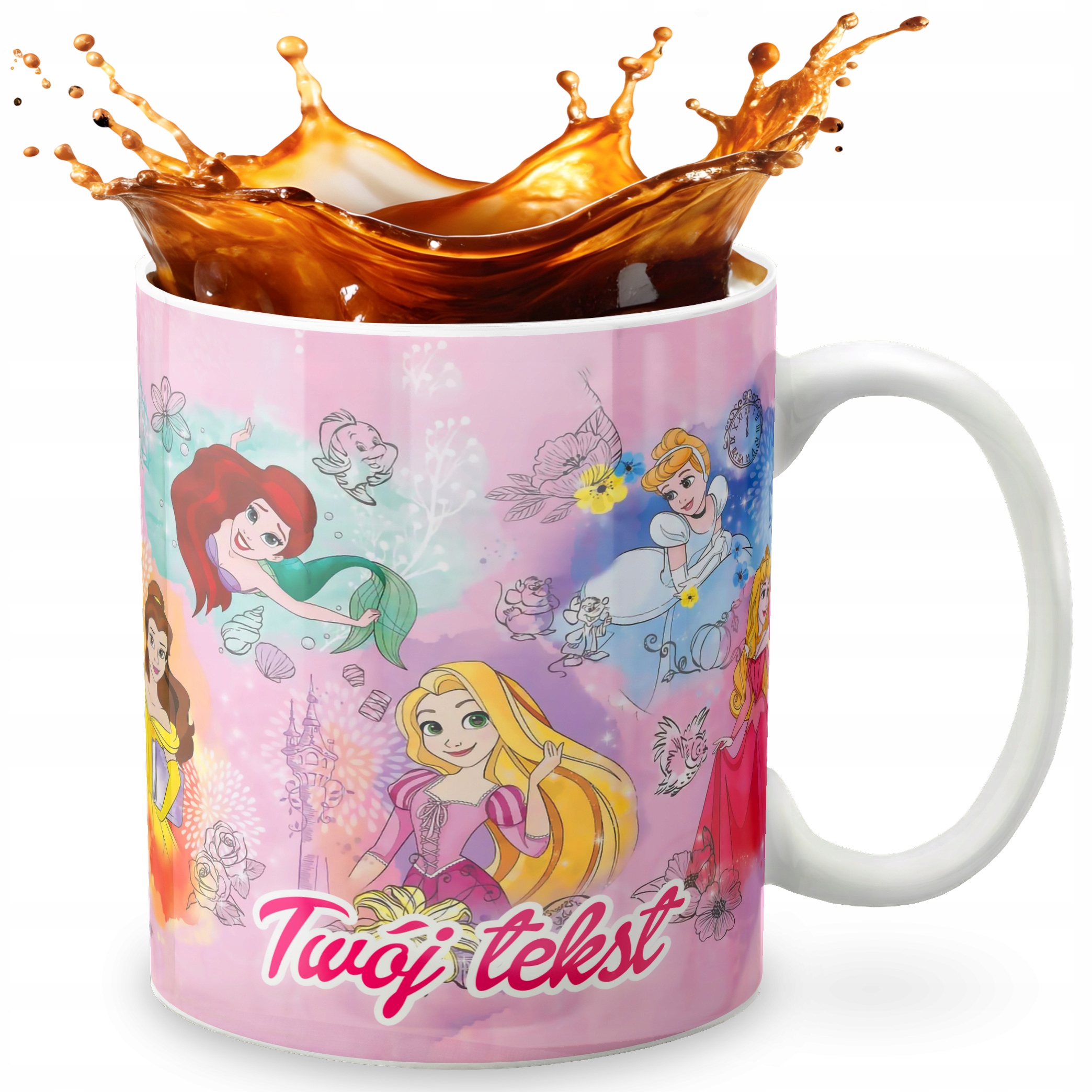 KUBEK 330ml GRAFIKA PREZENT ŚWIĘTA WZÓR - BAJKA KSIĘŻNICZKI + IMIĘ