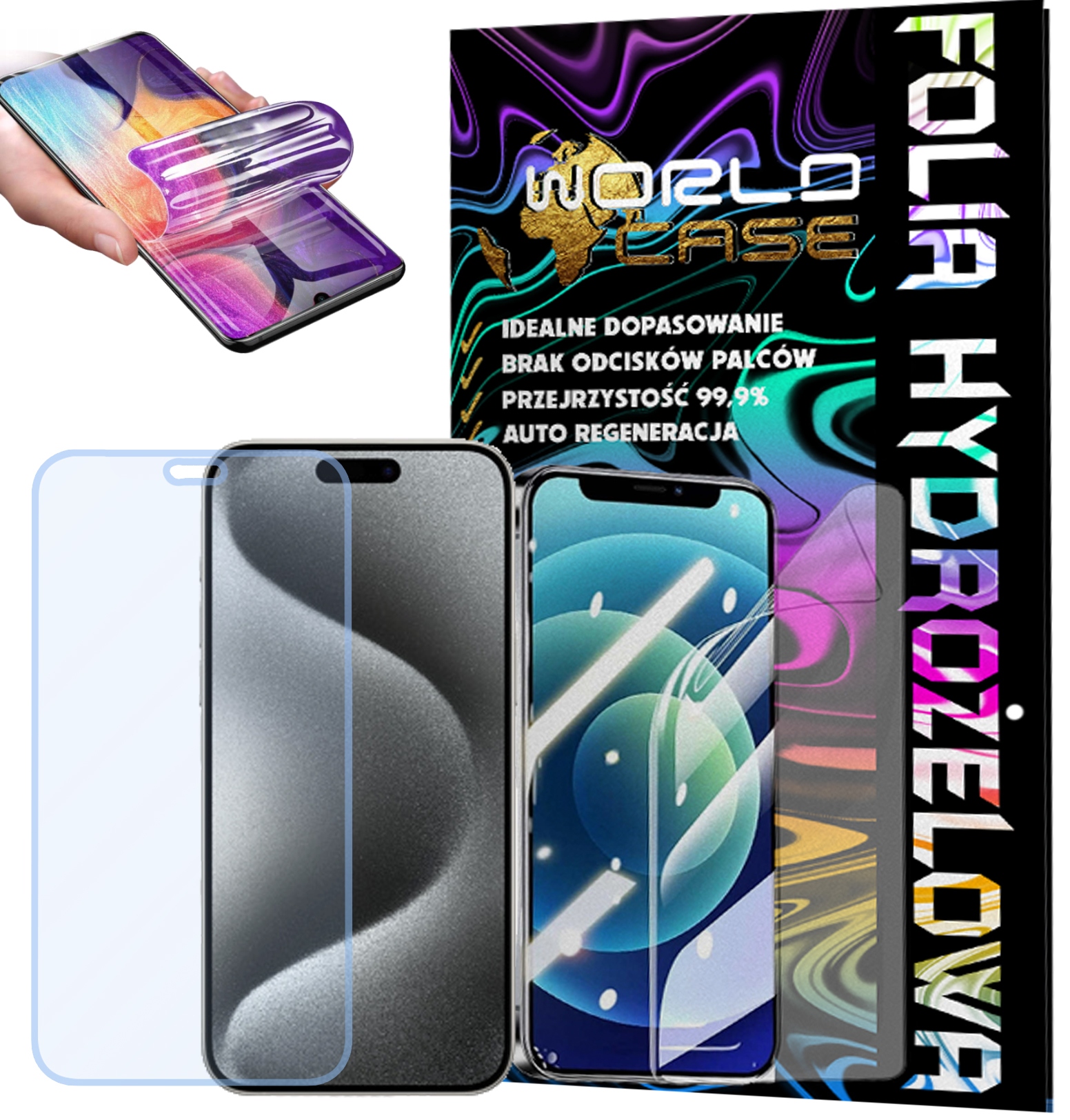 FOLIA HYDROŻELOWA OCHRONNA DO IPHONE 15 PRO MAX NA EKRAN MOCNA