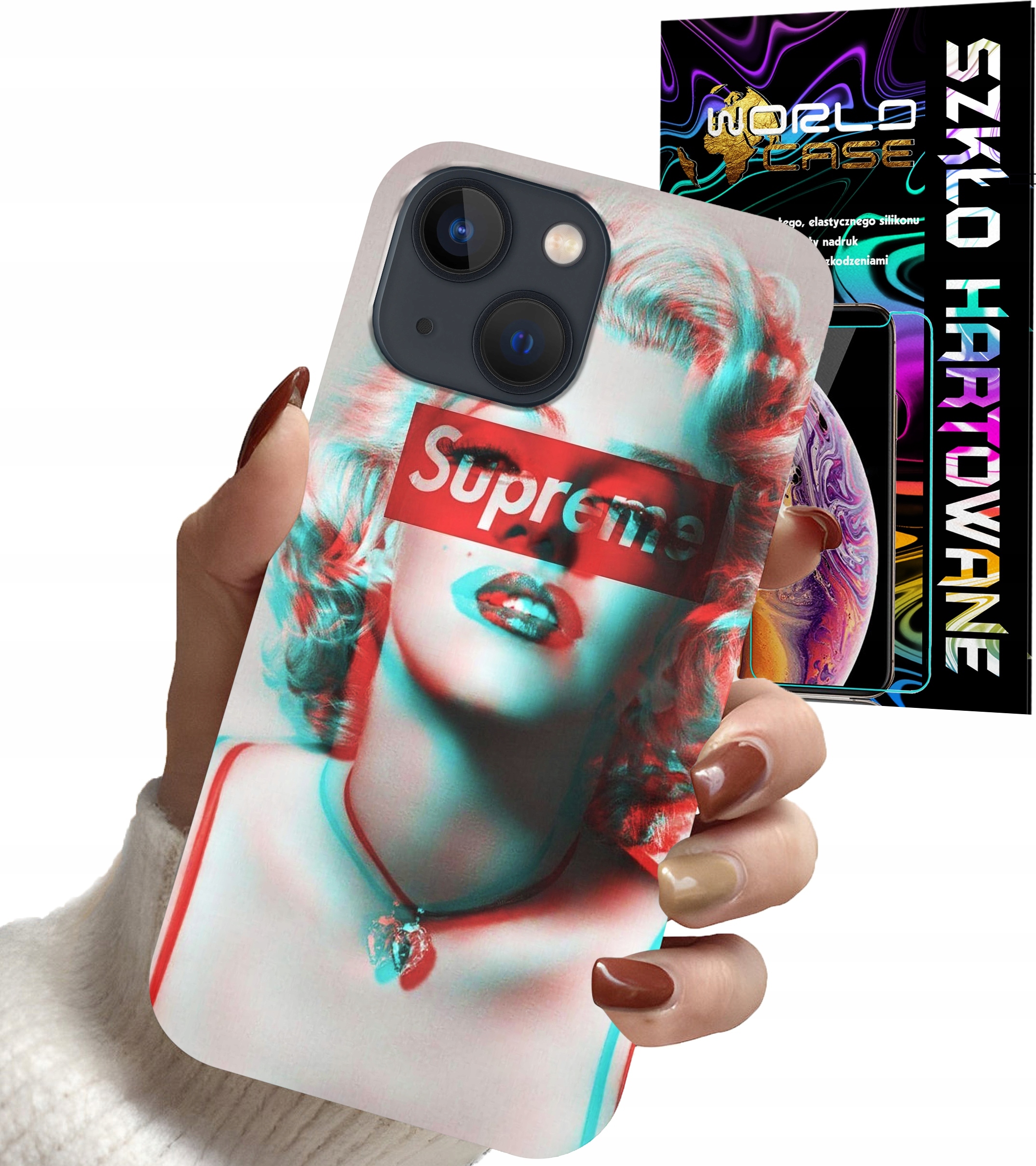 ETUI DO IPHONE 14 - Monroe MODNE KOBIECE WZORY + SZKŁO