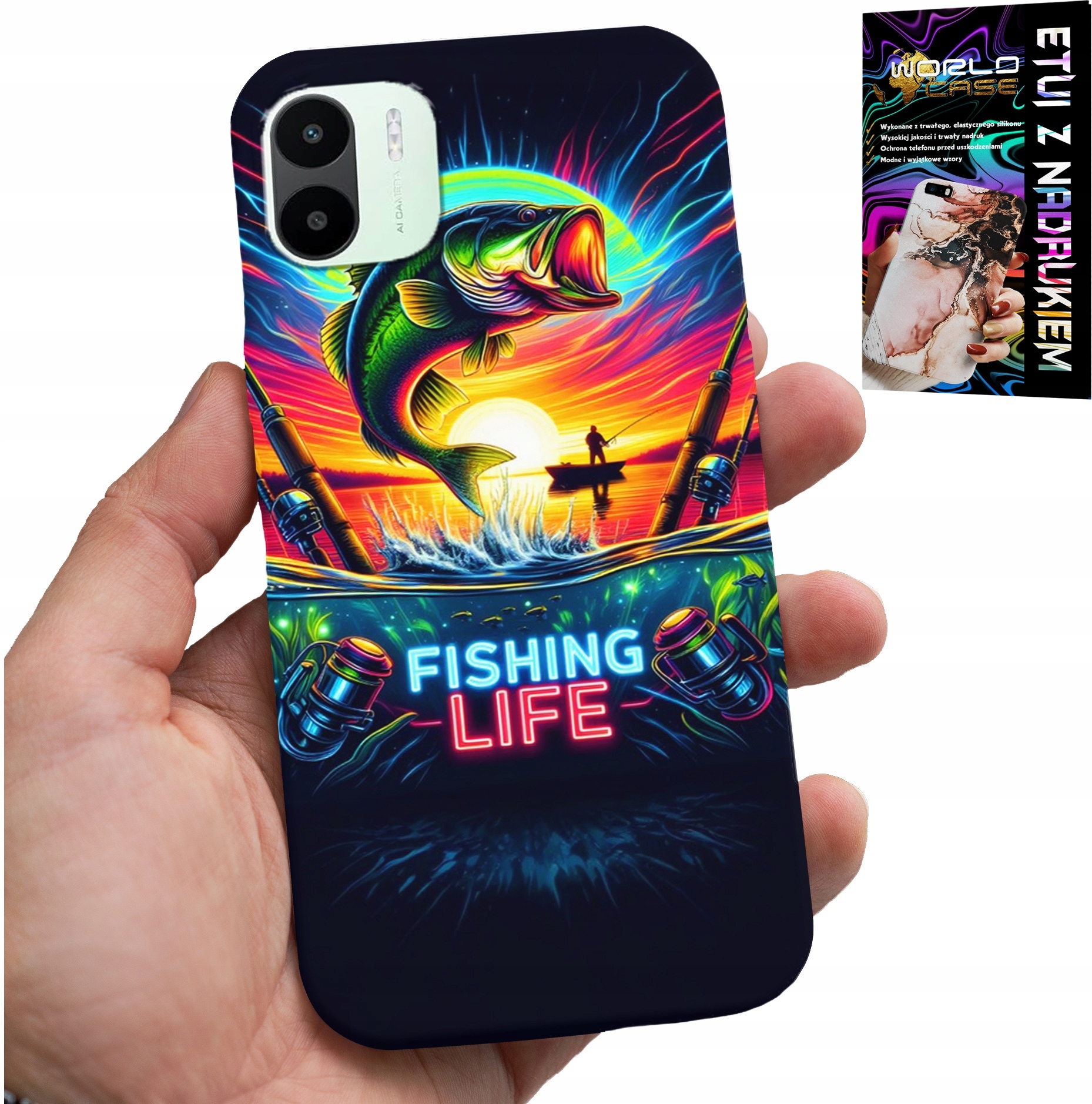 ETUI DO XIAOMI REDMI A1 - WZORY WĘDKARSKIE RYBY POŁÓW WĘDKA PLECKI