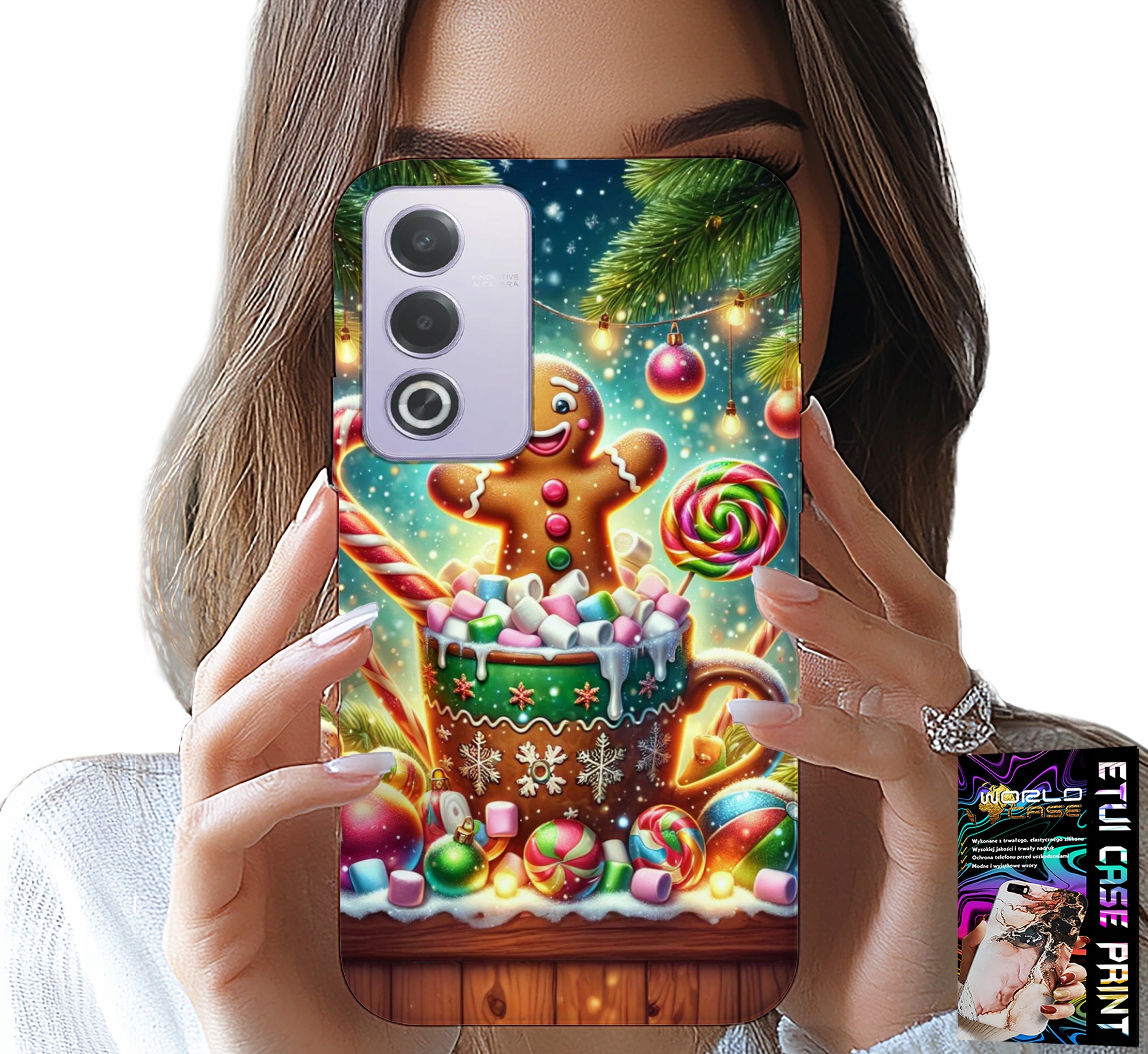 ETUI DO OPPO A80 5G - PIERNIK PIERNIKI ŚWIĄTECZNE WZORY +FOLIA